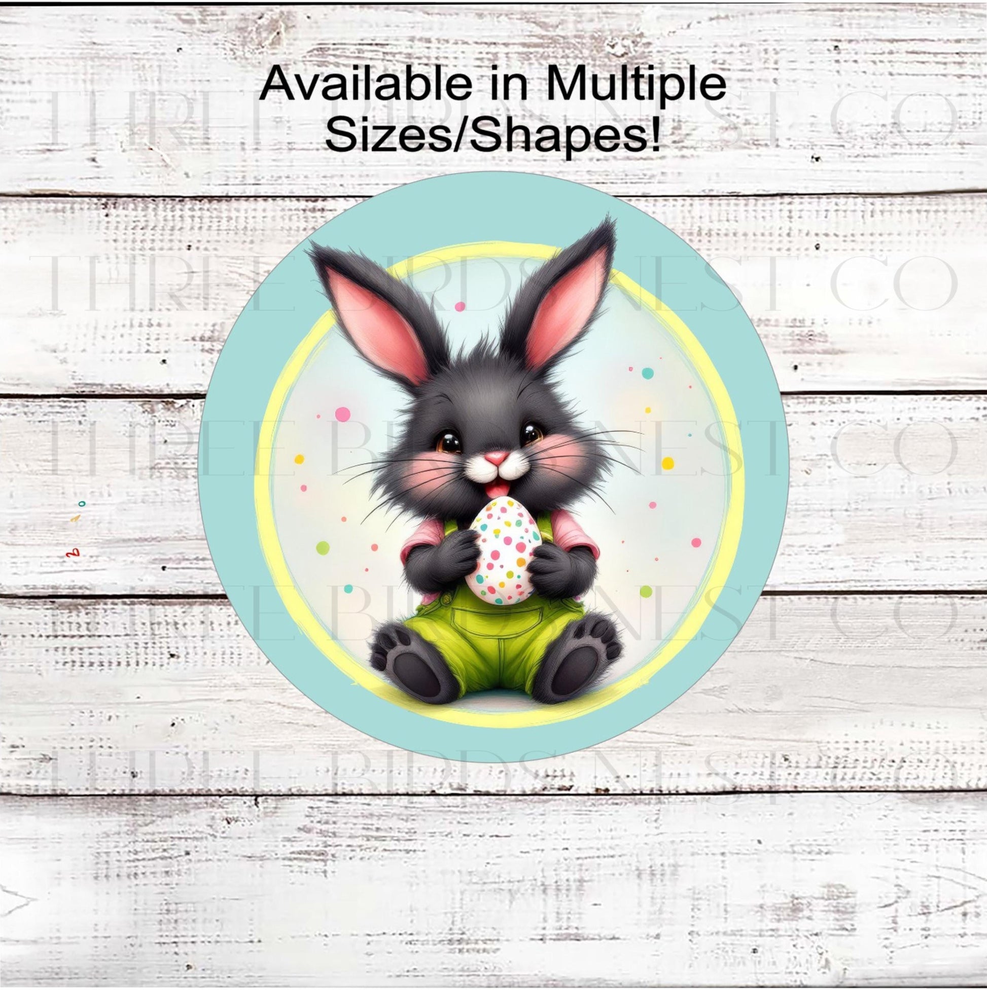 Easter Wreath Sign, Bunny Rabbit with Easter Egg, Spring Decor- E2350