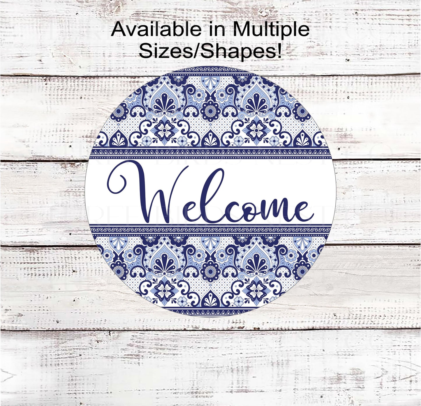 Welcome Wreath Sign, Talavera Tile Pattern- EV2317