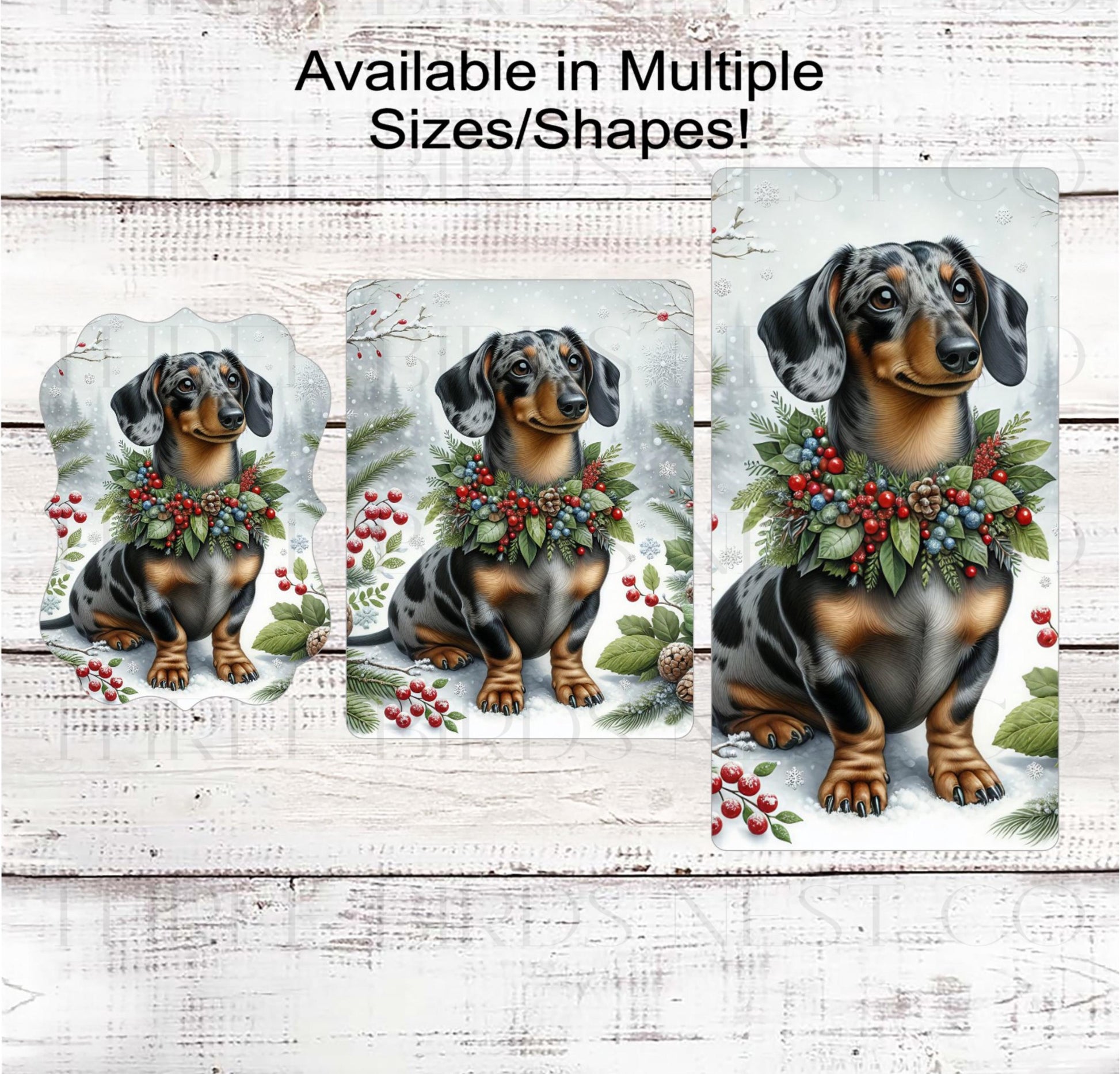 Christmas Dog Wreath Sign, Dapple Dachshund Dog- PA2296