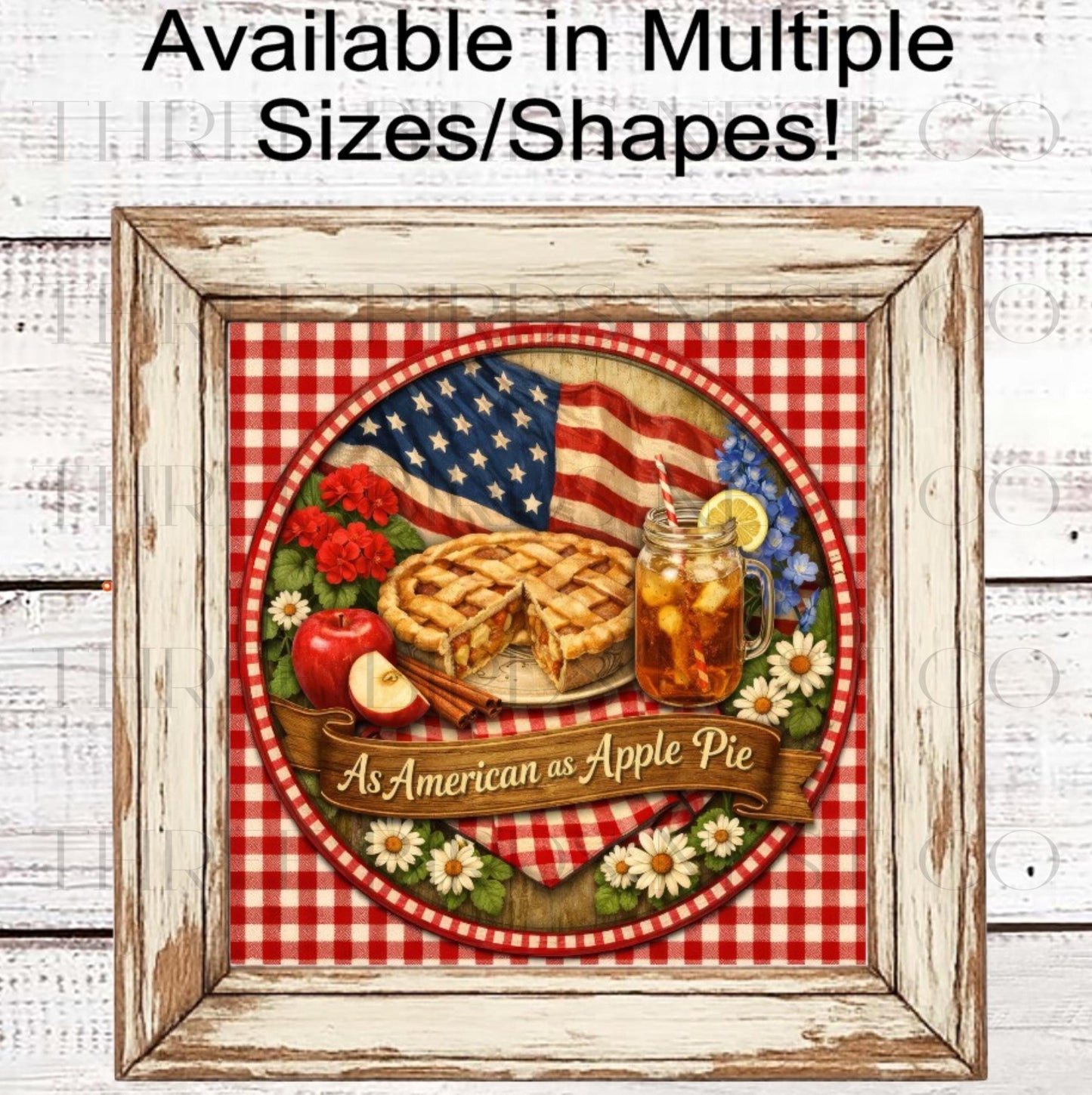 Patriotic Wreath Sign, As American Apple Pie, 4th of July Decor- PH2371