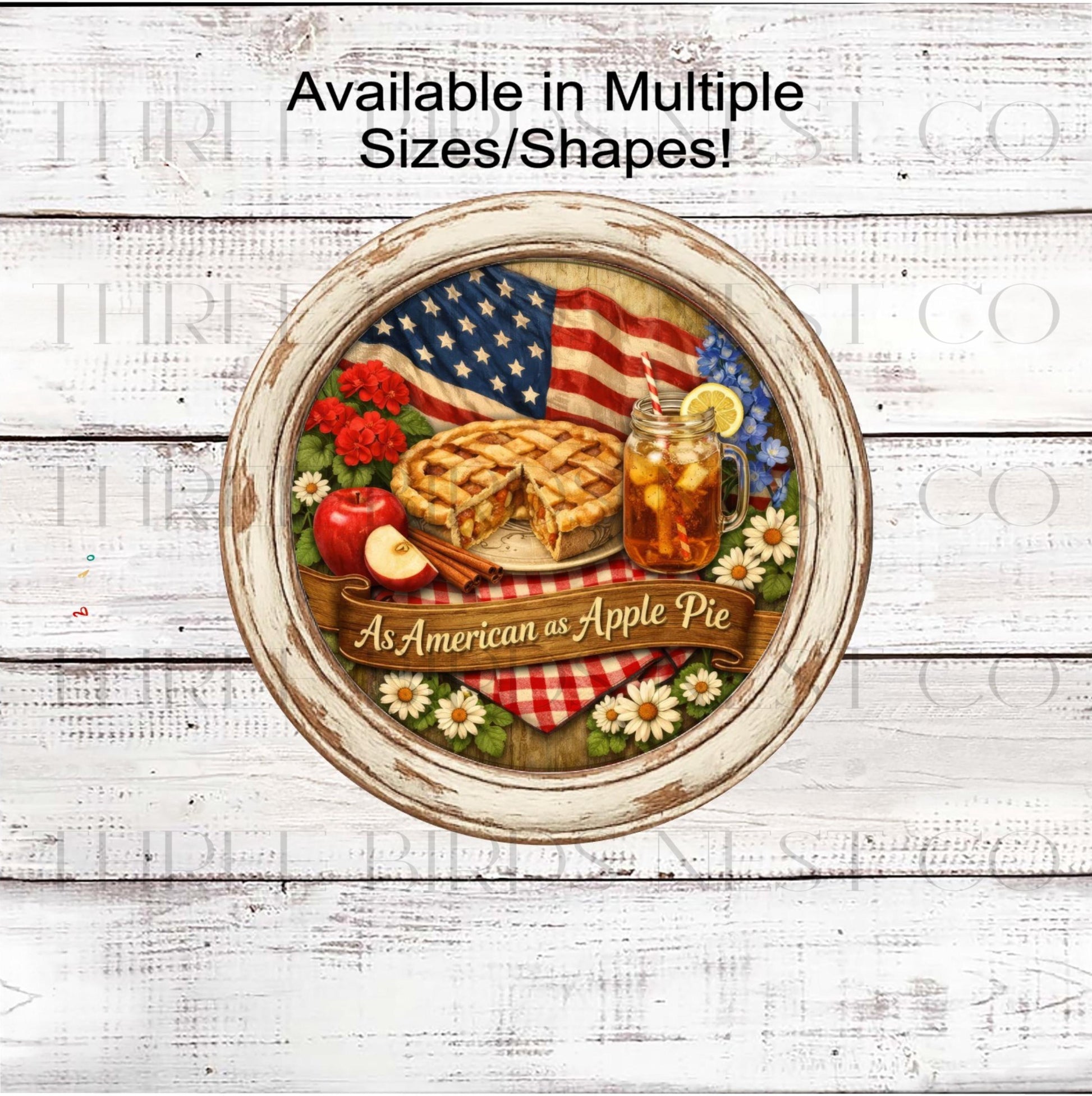 Patriotic Wreath Sign, As American Apple Pie, 4th of July Decor- PH2371