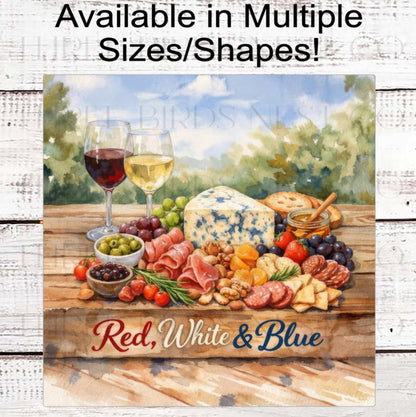 Wine Wreath Sign, Red White and Blue Cheese, Charcuterie Board- EV2373