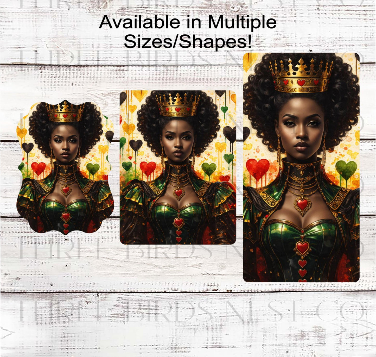 African American Woman Wreath Sign, Queen of Hearts, Pan-African Colors- ET2340