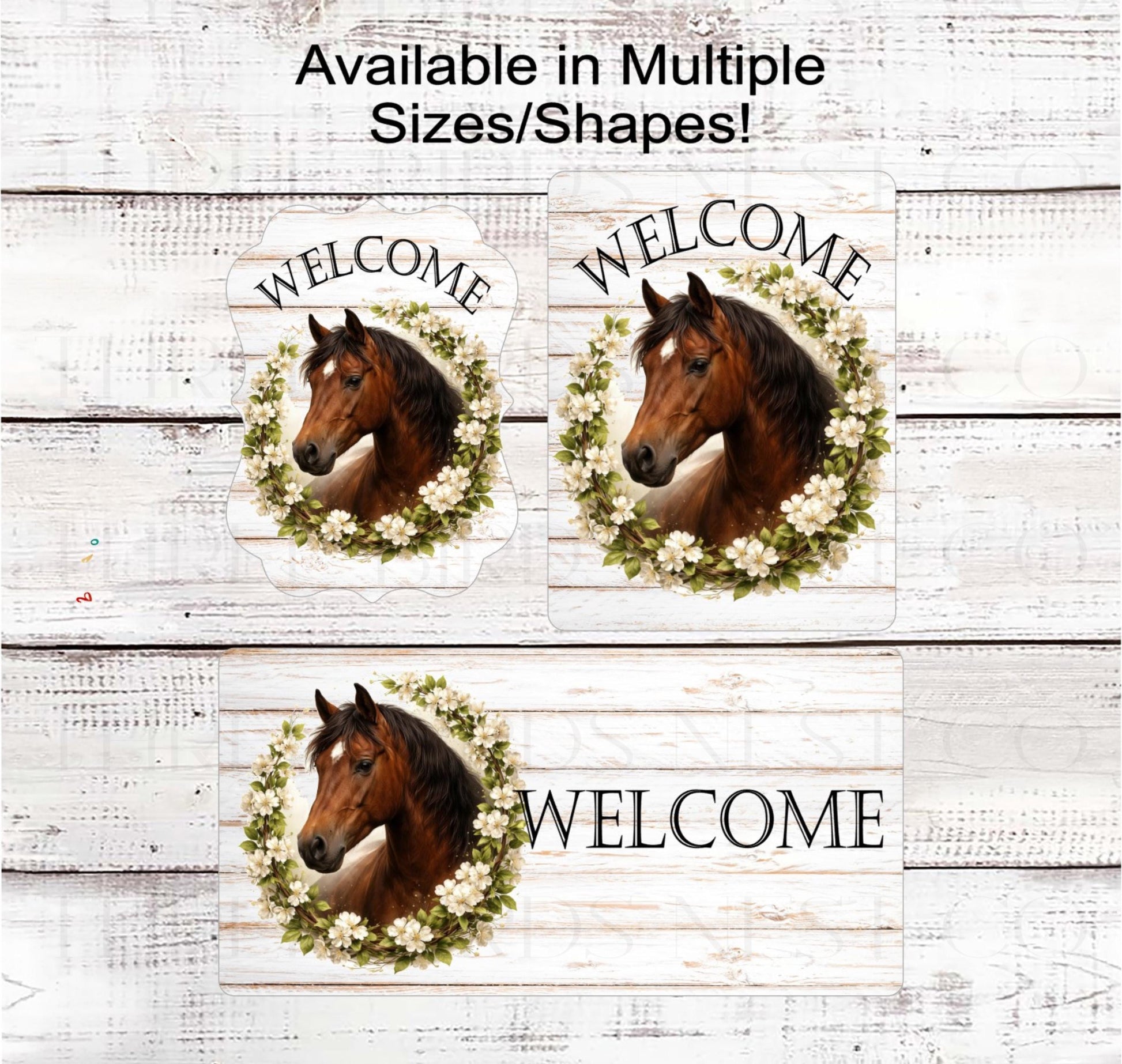 Horse Wreath Sign, Welcome to the Farm, Rustic Farmhouse, Dogwood Blossoms- FH2341