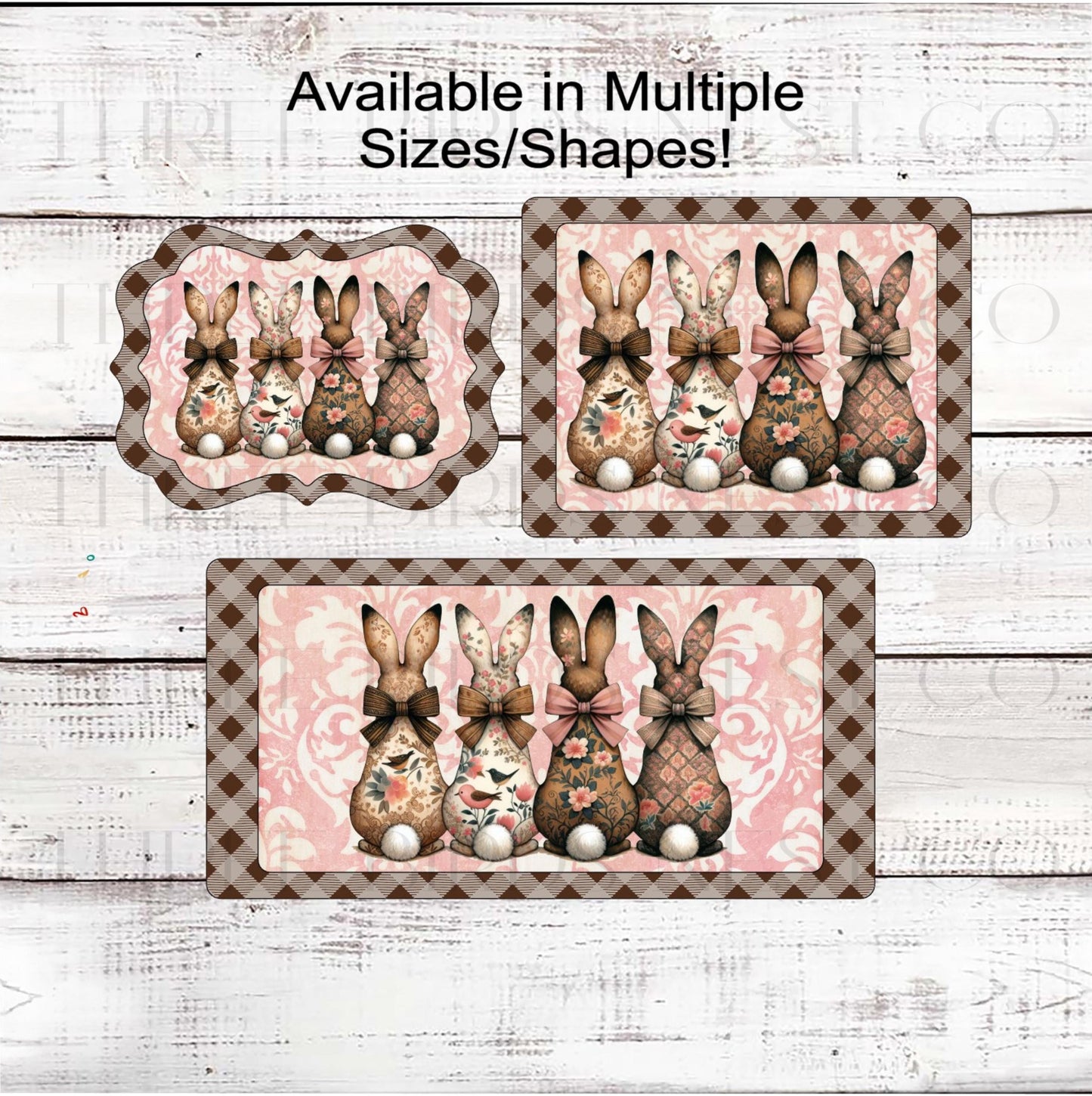 Easter Bunny Wreath Sign, Chinoiserie, Floral Easter Rabbit Decor- E2347