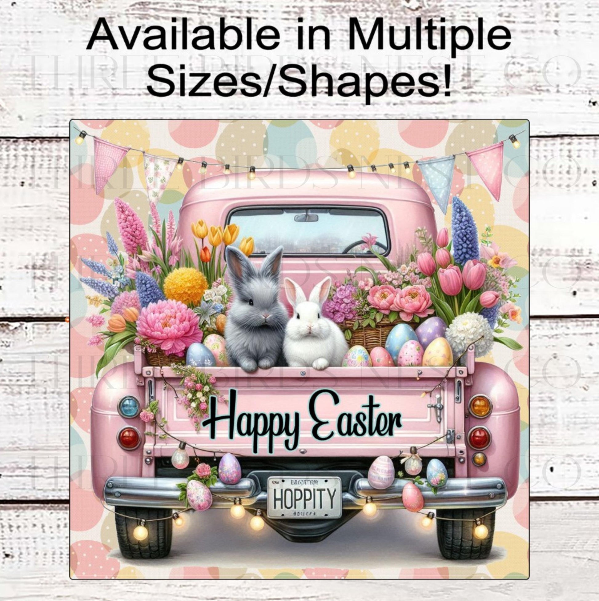 Easter Wreath Sign, Old Truck Decor, Hippity Hoppity Easter Bunny Rabbit- E2349
