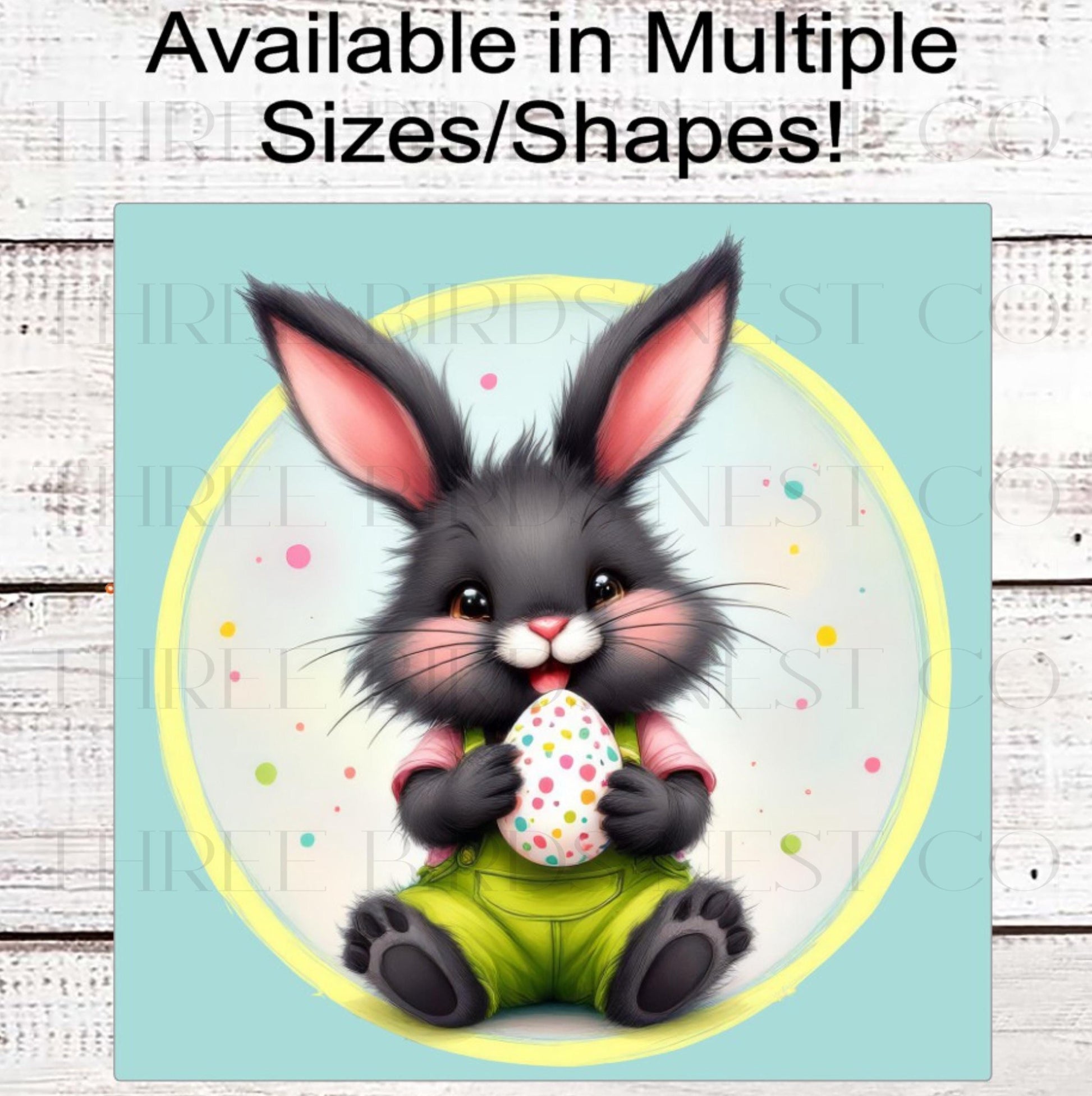Easter Wreath Sign, Bunny Rabbit with Easter Egg, Spring Decor- E2350