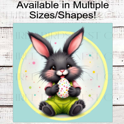 Easter Wreath Sign, Bunny Rabbit with Easter Egg, Spring Decor- E2350