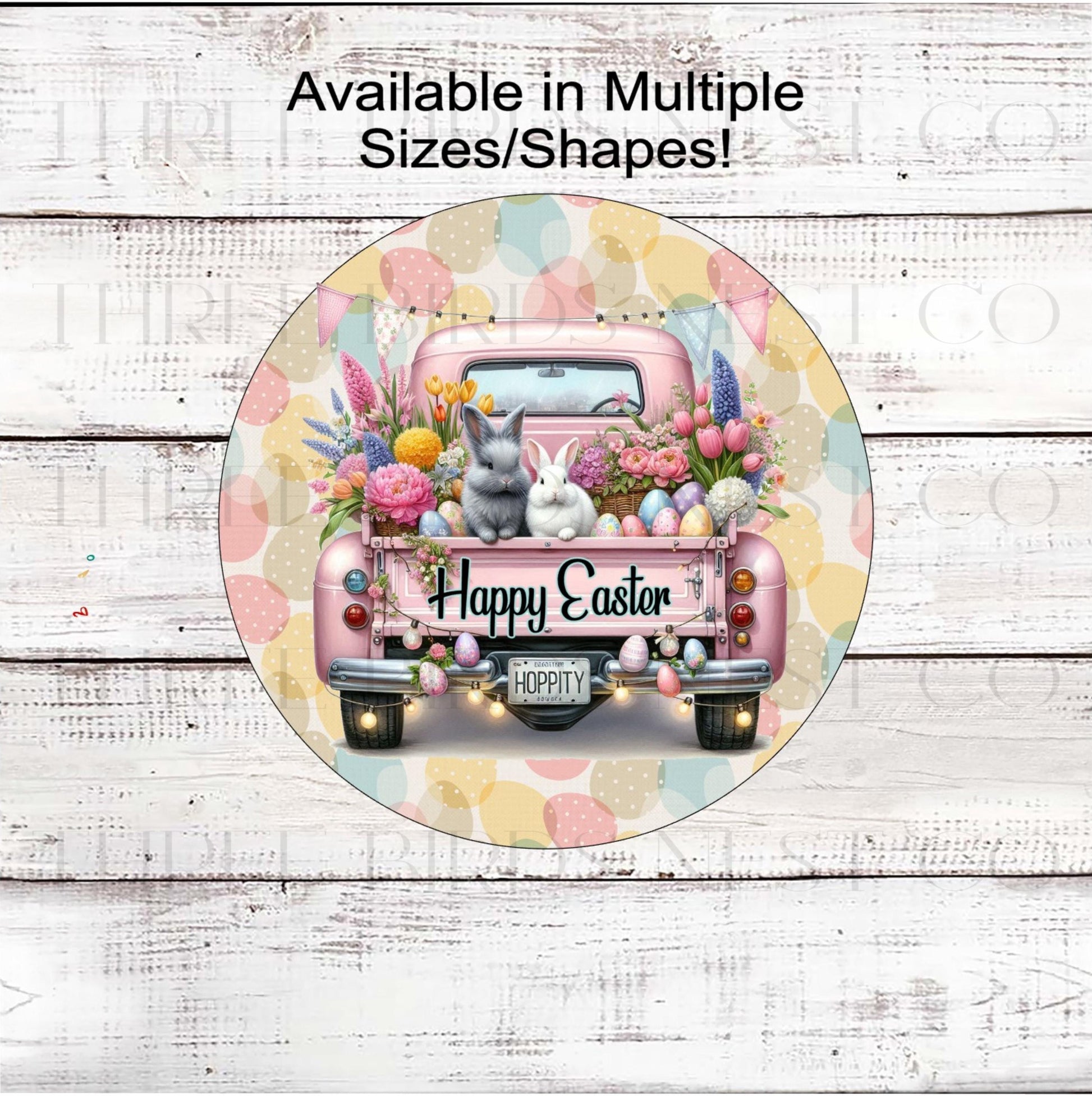 Easter Wreath Sign, Old Truck Decor, Hippity Hoppity Easter Bunny Rabbit- E2349