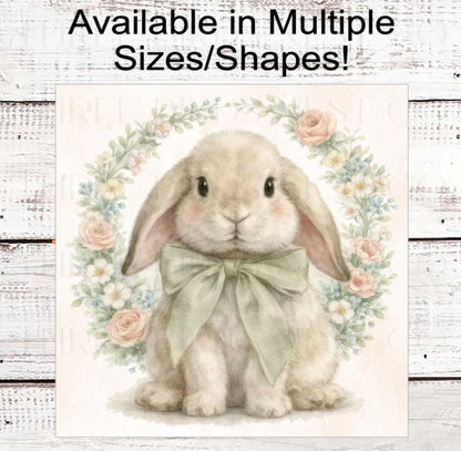 Easter Bunny Wreath Sign, Spring Floral- E2404