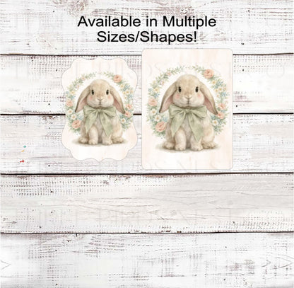 Easter Bunny Wreath Sign, Spring Floral- E2404