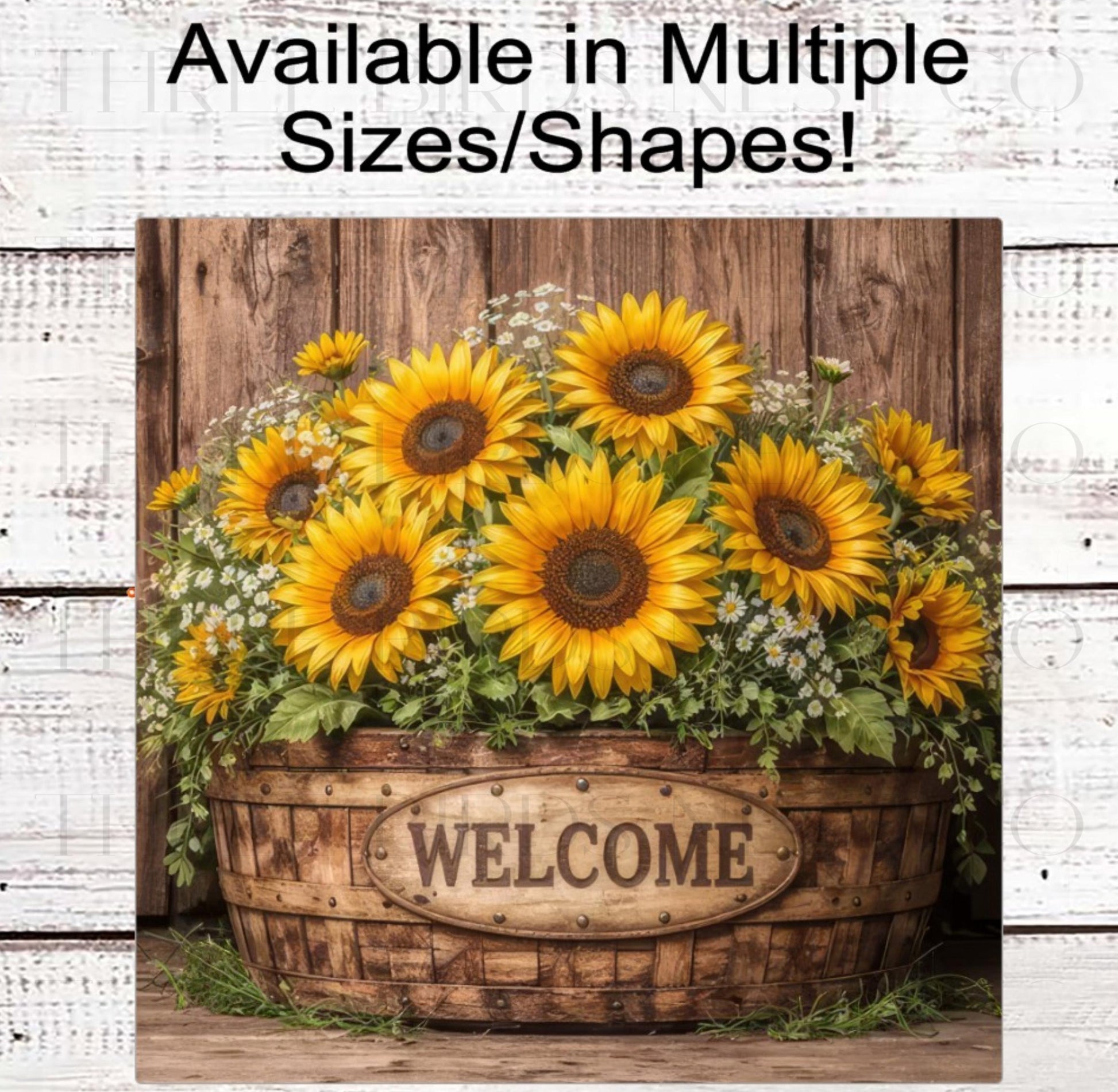 Sunflower Welcome Wreath Sign: Rustic Farmhouse Metal Decor- EV2412