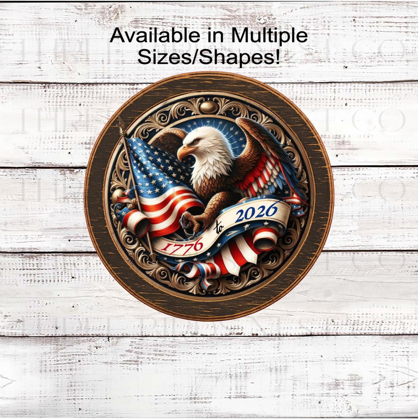Patriotic Wreath Sign, Vintage Eagle, American Flag Decor- PH2354