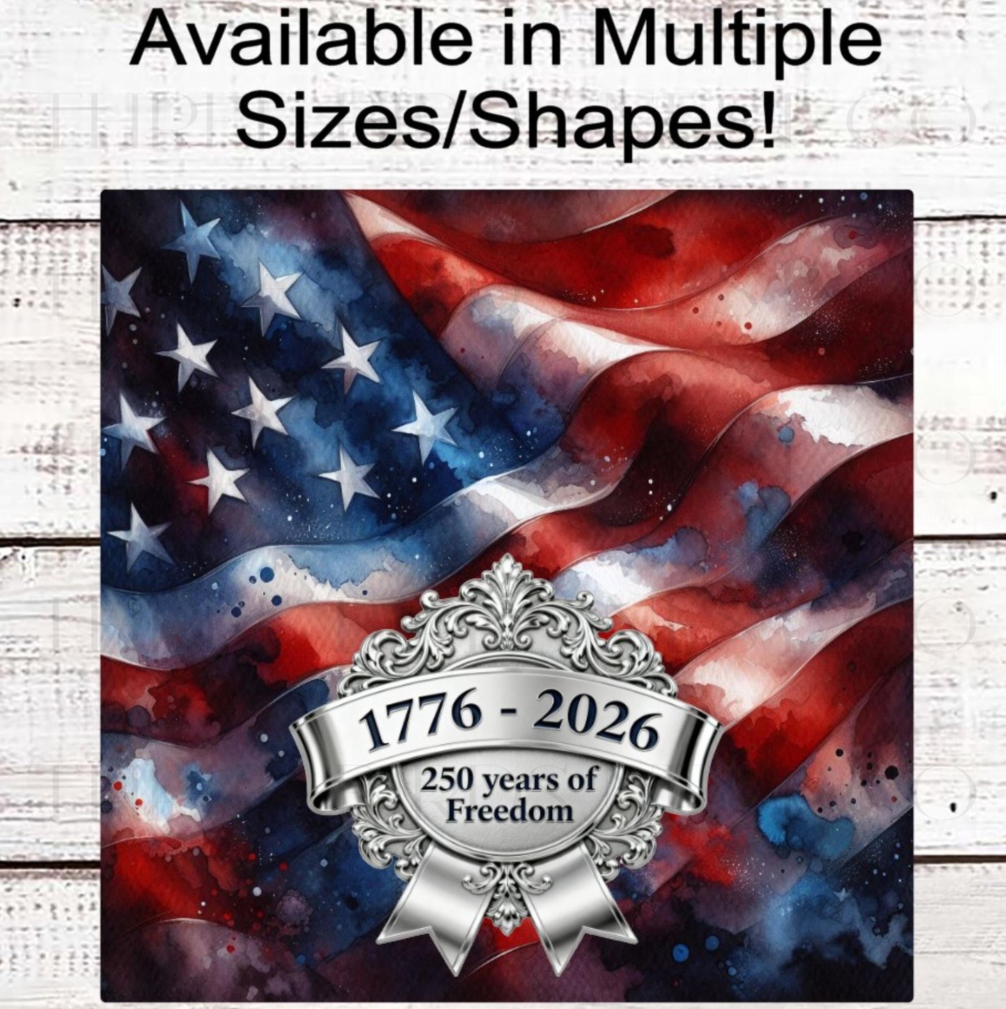 Patriotic Wreath Sign, American Flag Decor, Freedom, 1776 to 2026- PH2355