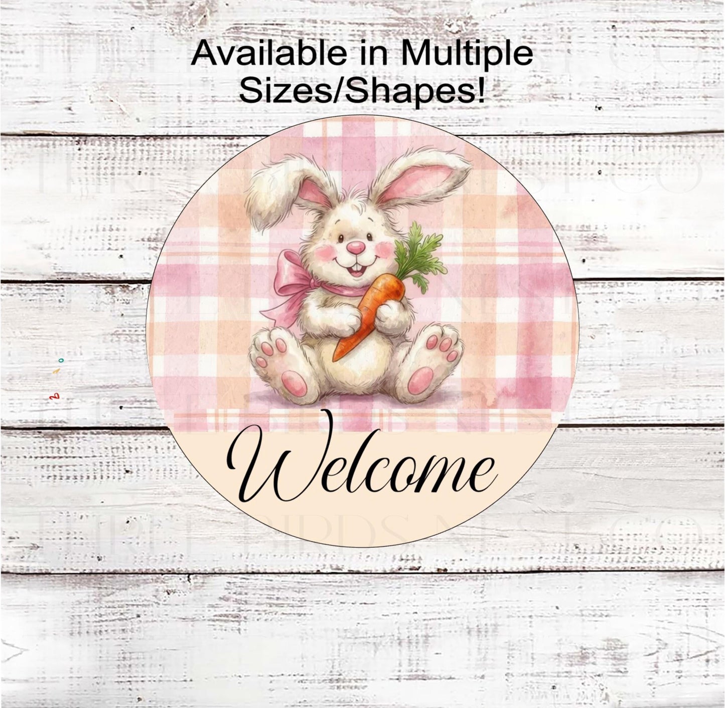 Easter Bunny Wreath Sign, Spring Welcome- E2417