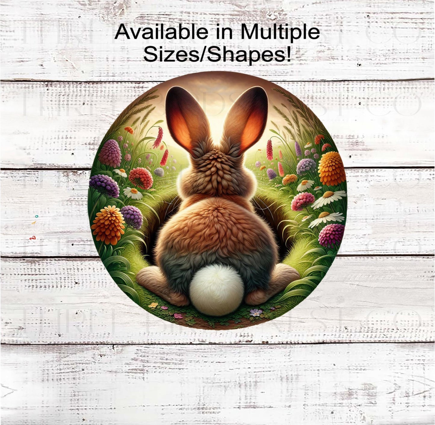 Easter Wreath Sign, Bunny Butt, Colorful Eggs, Spring Decor- E2424