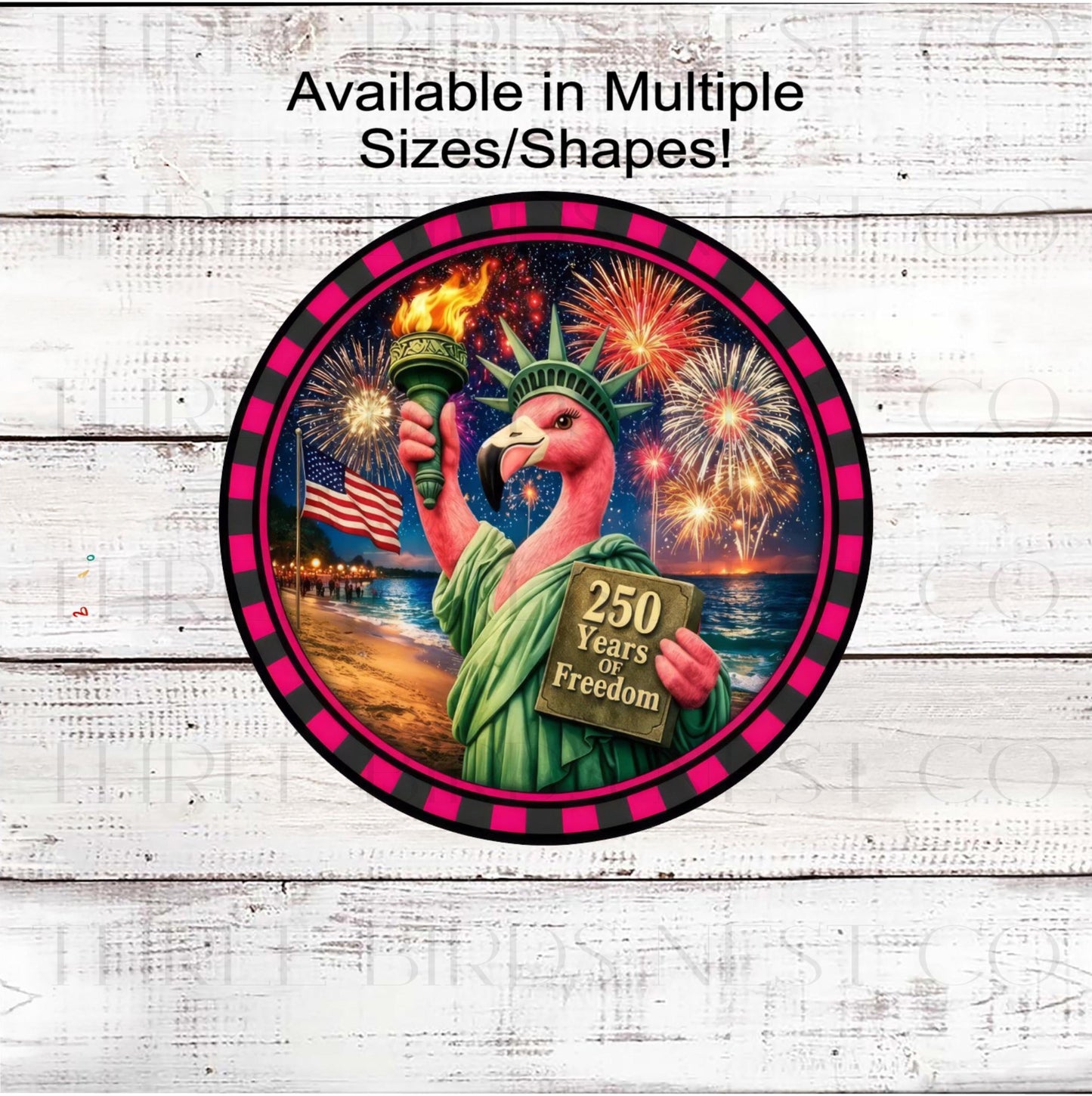 Patriotic Wreath Sign, Flamingo Lover, Statue of Liberty, 250 Years- PH2387