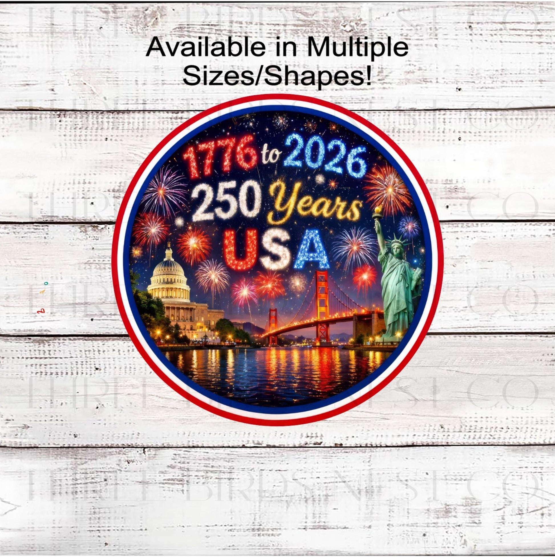Patriotic Wreath Sign, America Lover, Statue of Liberty, 1776 to 2026, 250 Years- PH2388