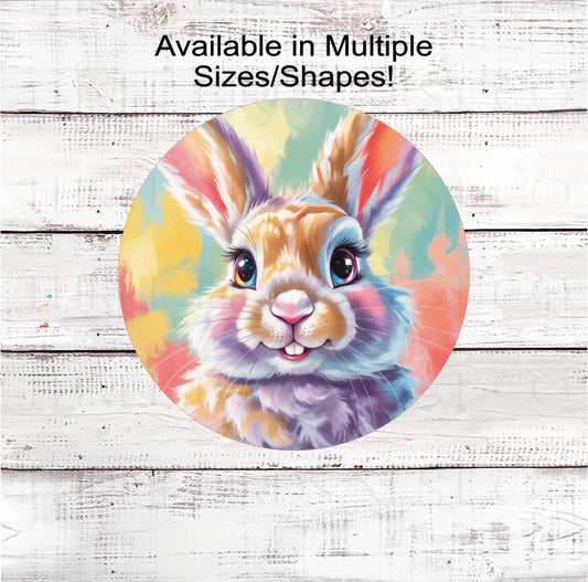 Rabbit Wreath Sign, Easter Bunny, Whimsical Decor- E2452