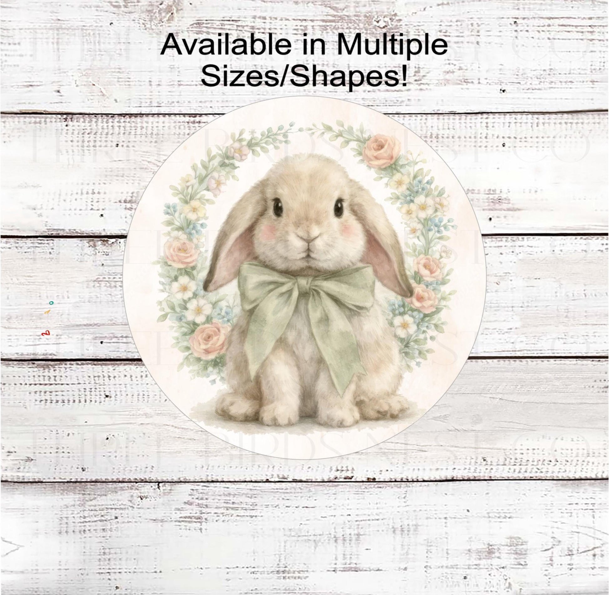 Easter Bunny Wreath Sign, Spring Floral- E2404
