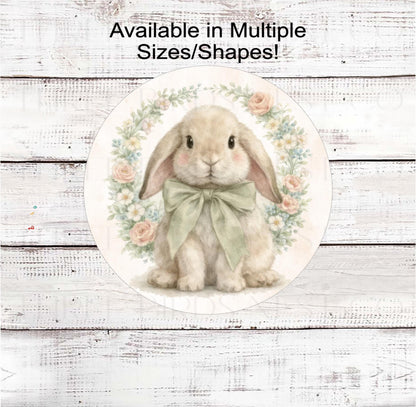 Easter Bunny Wreath Sign, Spring Floral- E2404