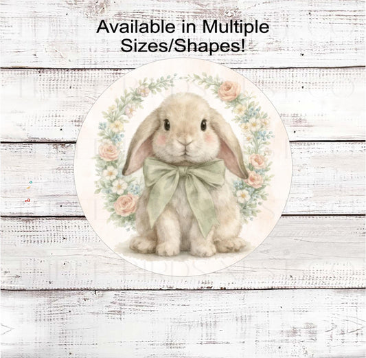 Easter Bunny Wreath Sign, Spring Floral- E2404