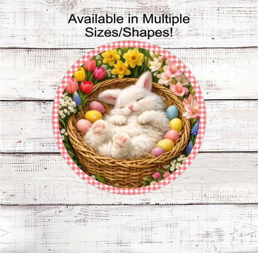 Easter Bunny Wreath Sign, Spring Floral- E2406