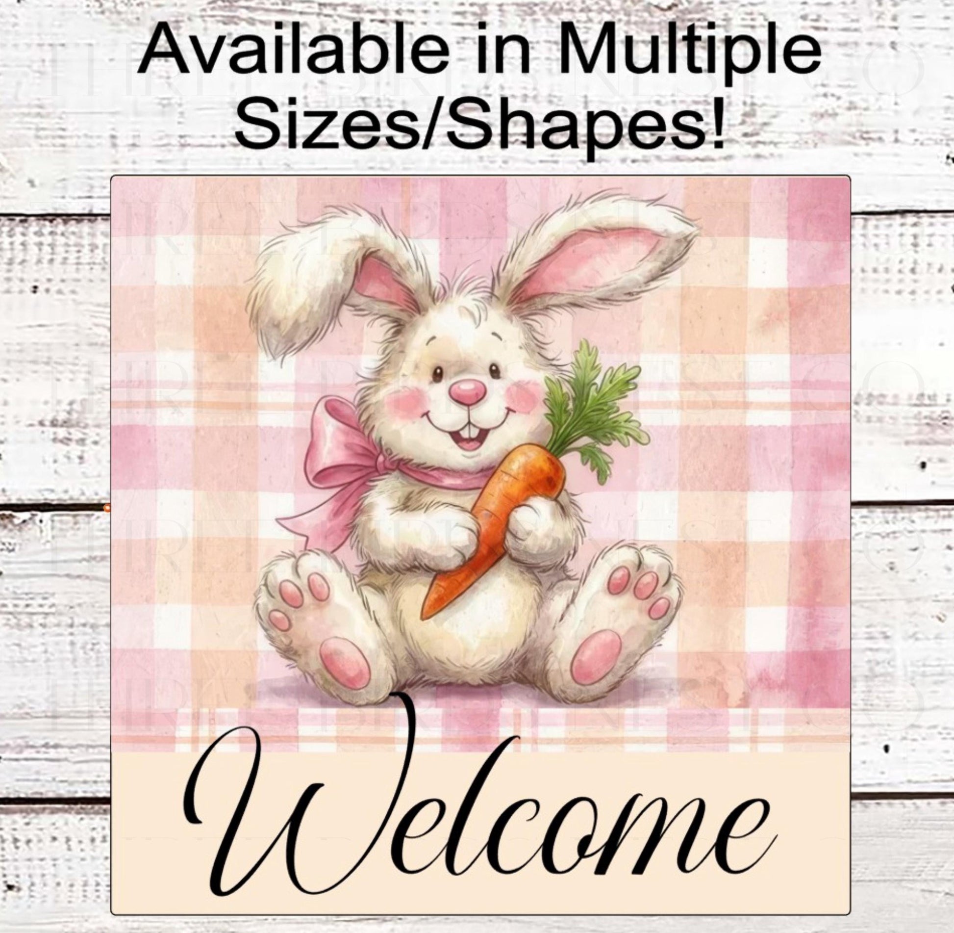Easter Bunny Wreath Sign, Spring Welcome- E2417