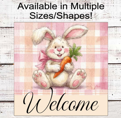 Easter Bunny Wreath Sign, Spring Welcome- E2417