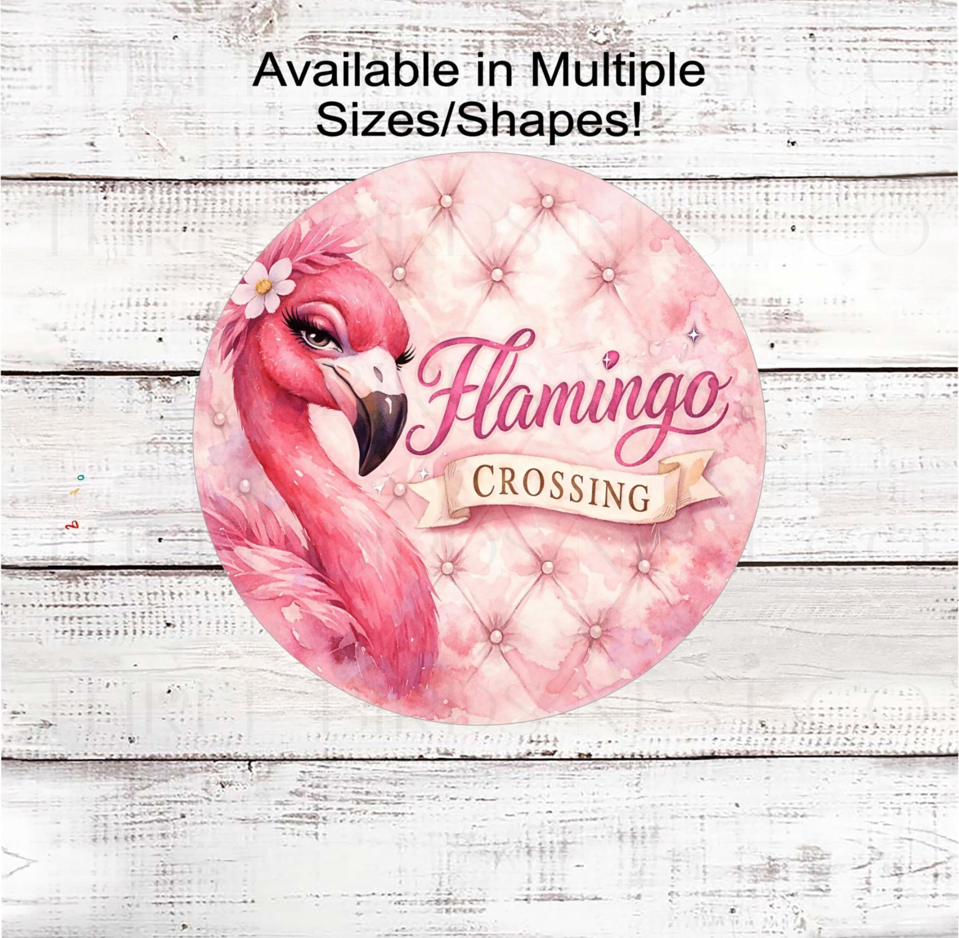 Flamingo Crossing Wreath Sign, Pink Decor, Beach Lover- B2420