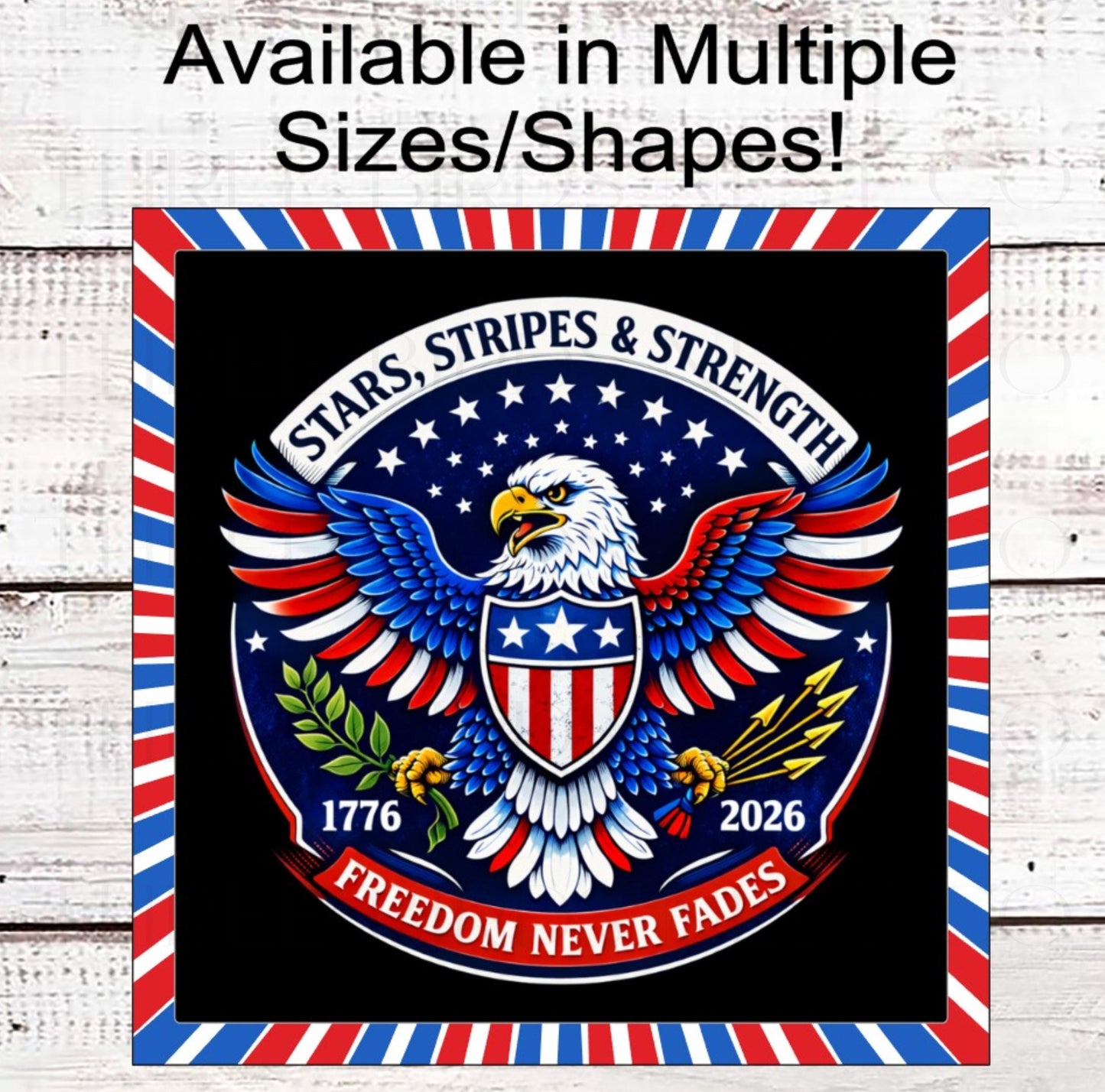 Patriotic Wreath Sign, Bald Eagle Decor, American Flag, 250 Years- PH2482