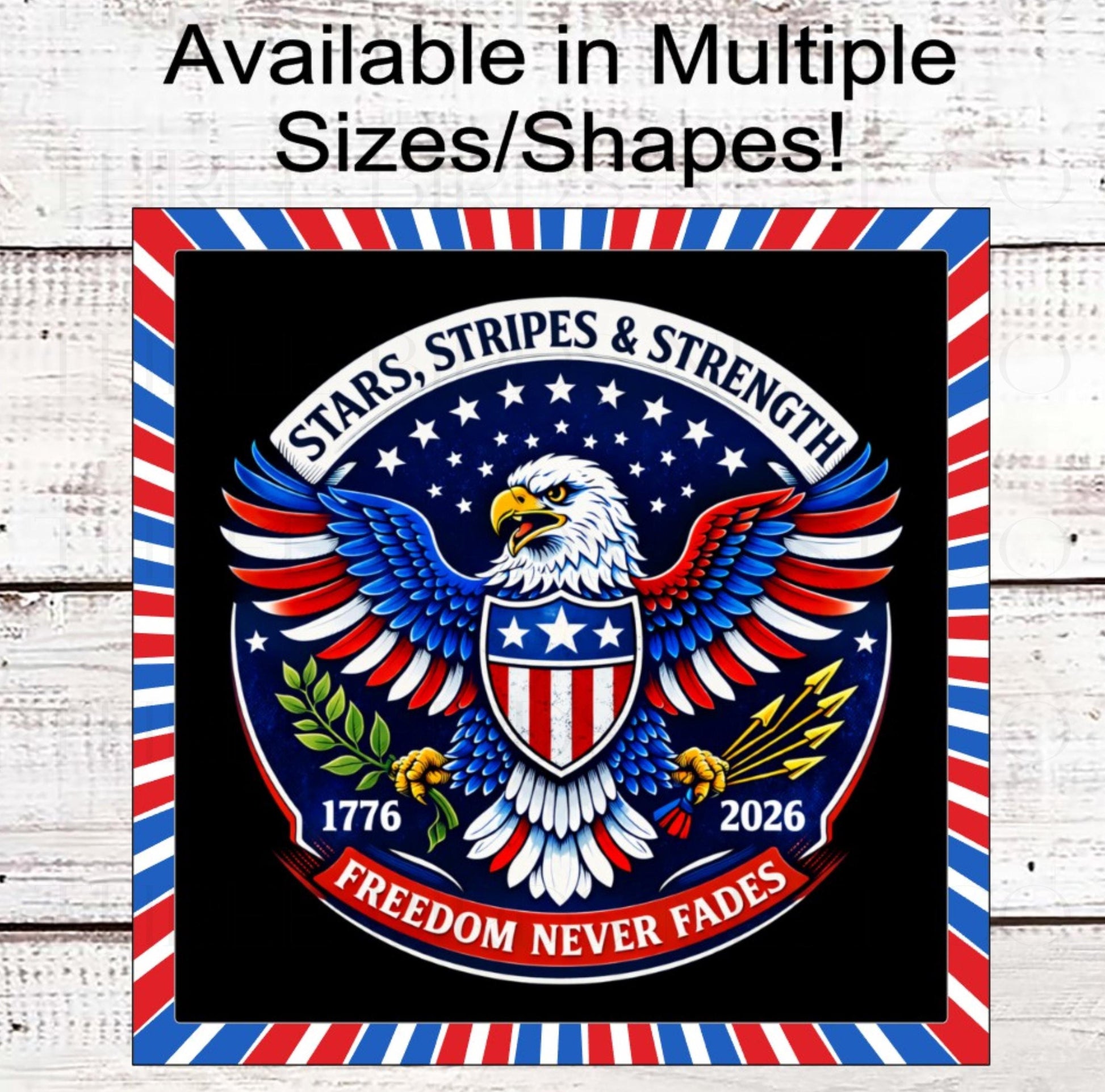 Patriotic Wreath Sign, Bald Eagle Decor, American Flag, 250 Years- PH2482