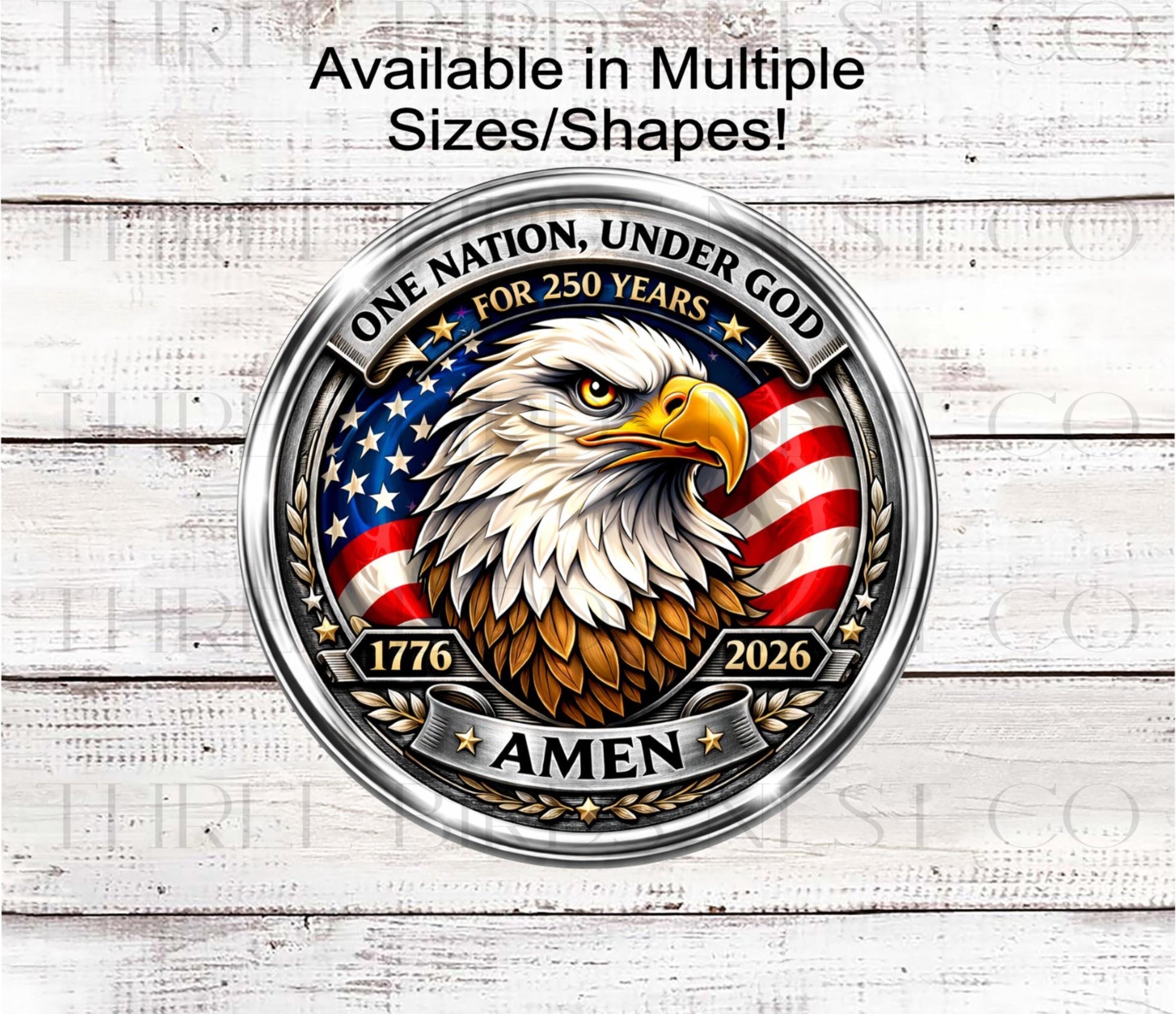 Patriotic Wreath Sign, Bald Eagle Decor, American Flag, 250 Years, One Nation Under God- PH2485