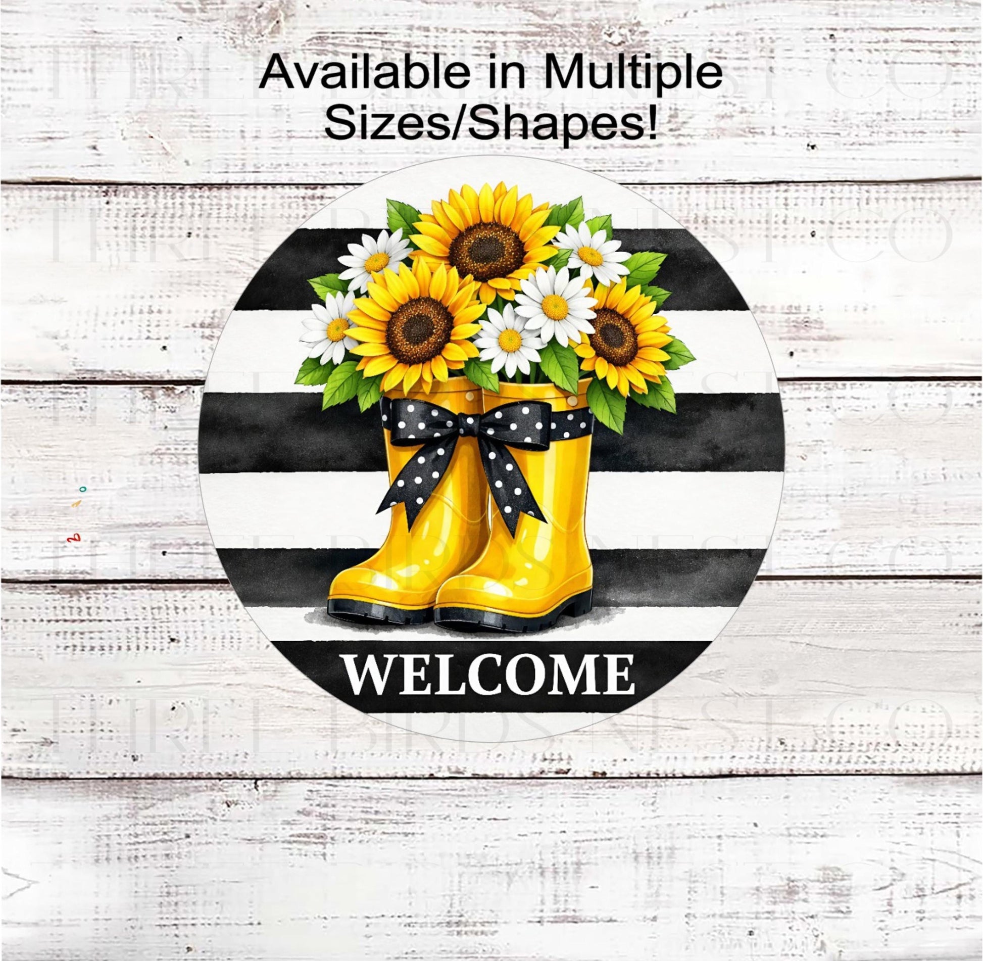Welcome Wreath Sign, Sunflowers Lover, Rain Boots, Rustic Farmhouse Metal Decor- SS2421