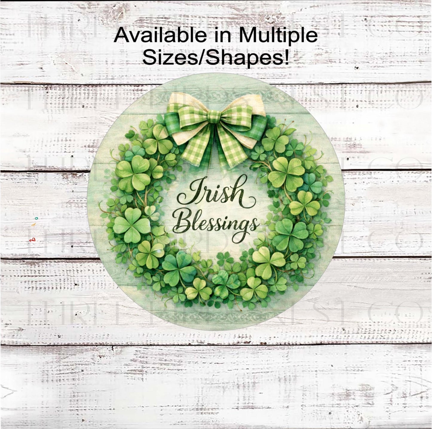 St Patricks Day Wreath Sign, Irish Blessings Shamrock, Four Leaf Clover- MH2430