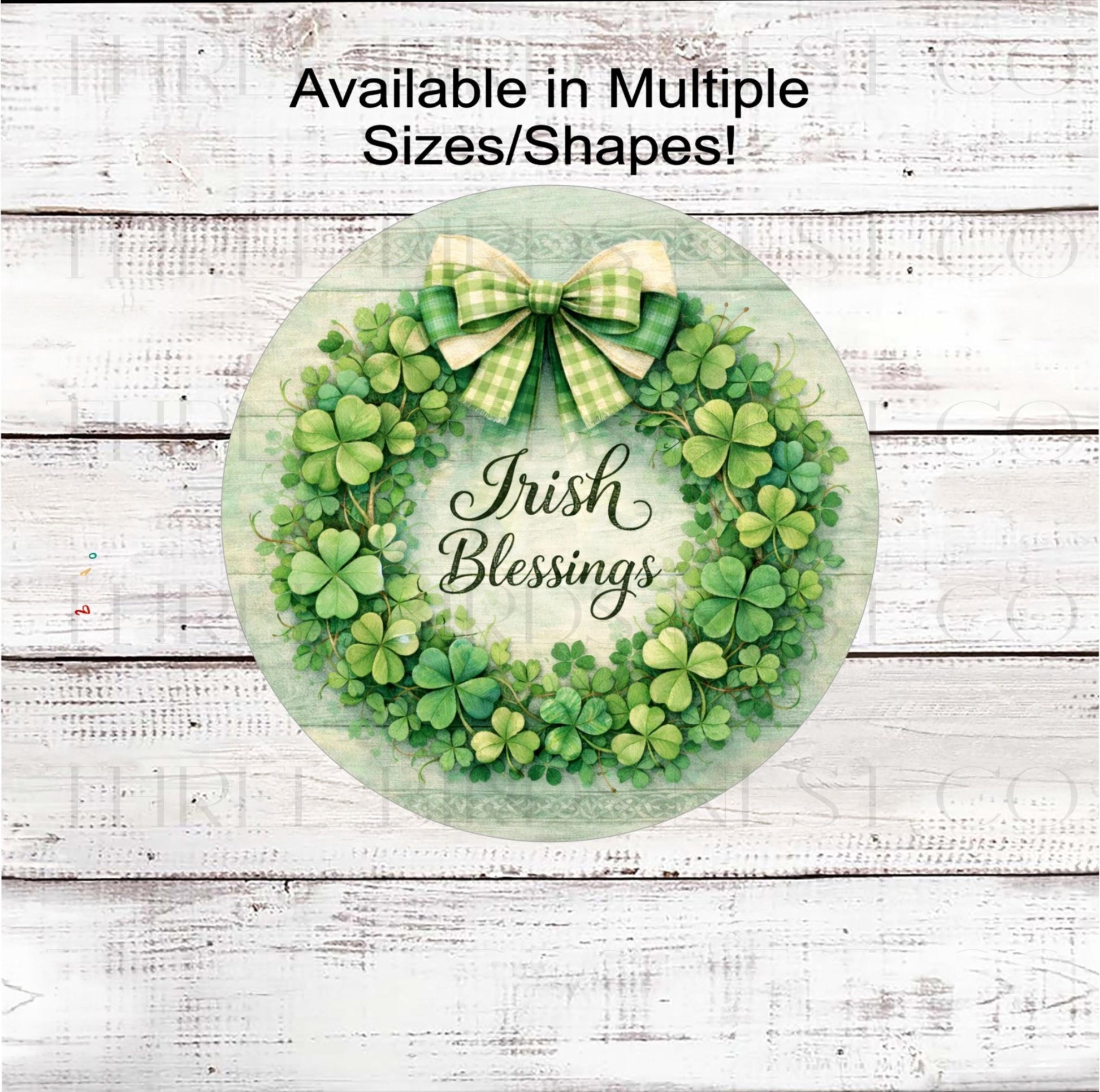 St Patricks Day Wreath Sign, Irish Blessings Shamrock, Four Leaf Clover- MH2430