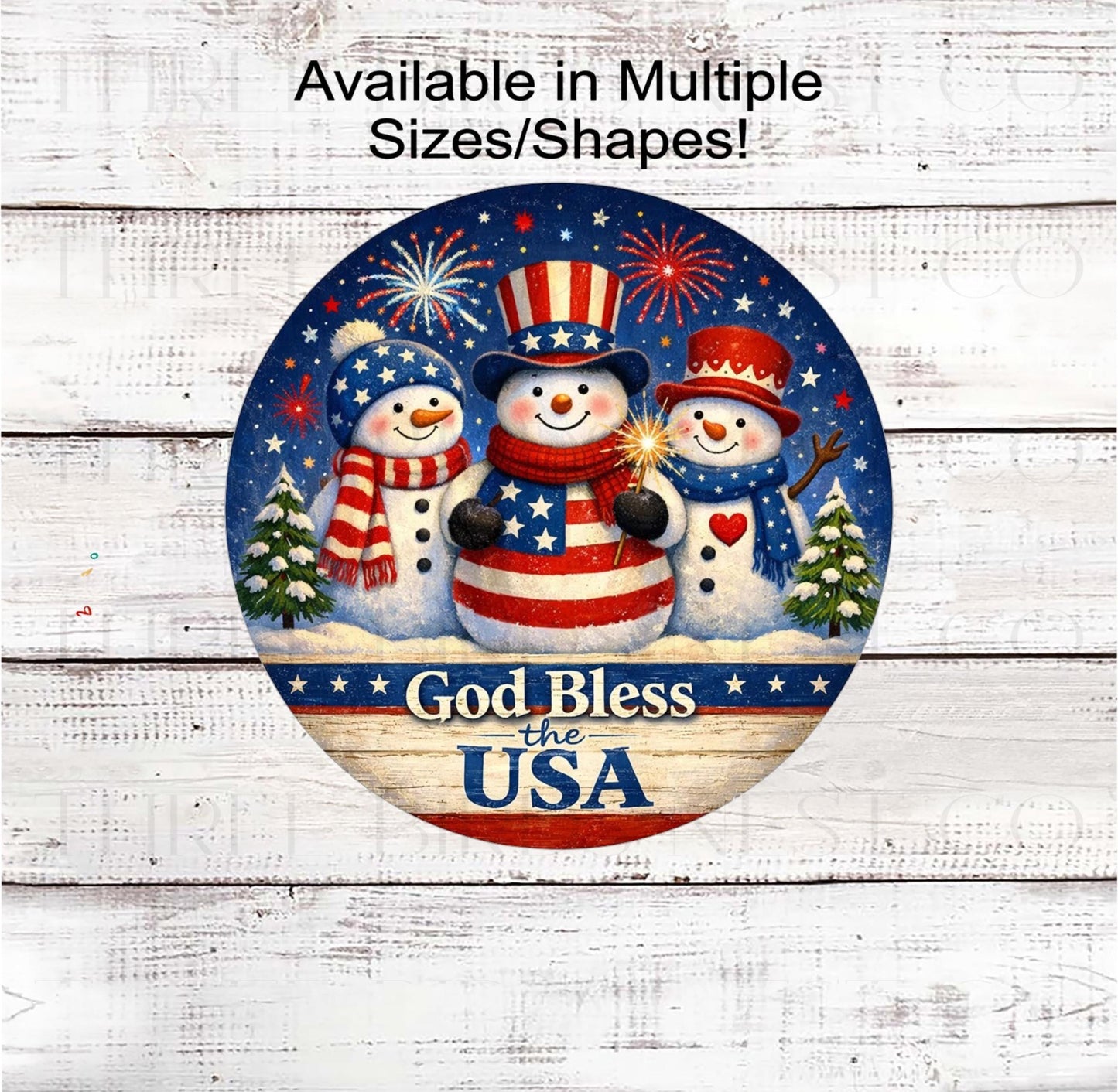Patriotic Wreath Sign, Snowman Lover, God Bless the USA- B2440