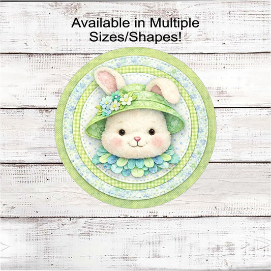 Easter Bunny Wreath Sign, Whimsical Floral Decor, Chinoiserie- E2489