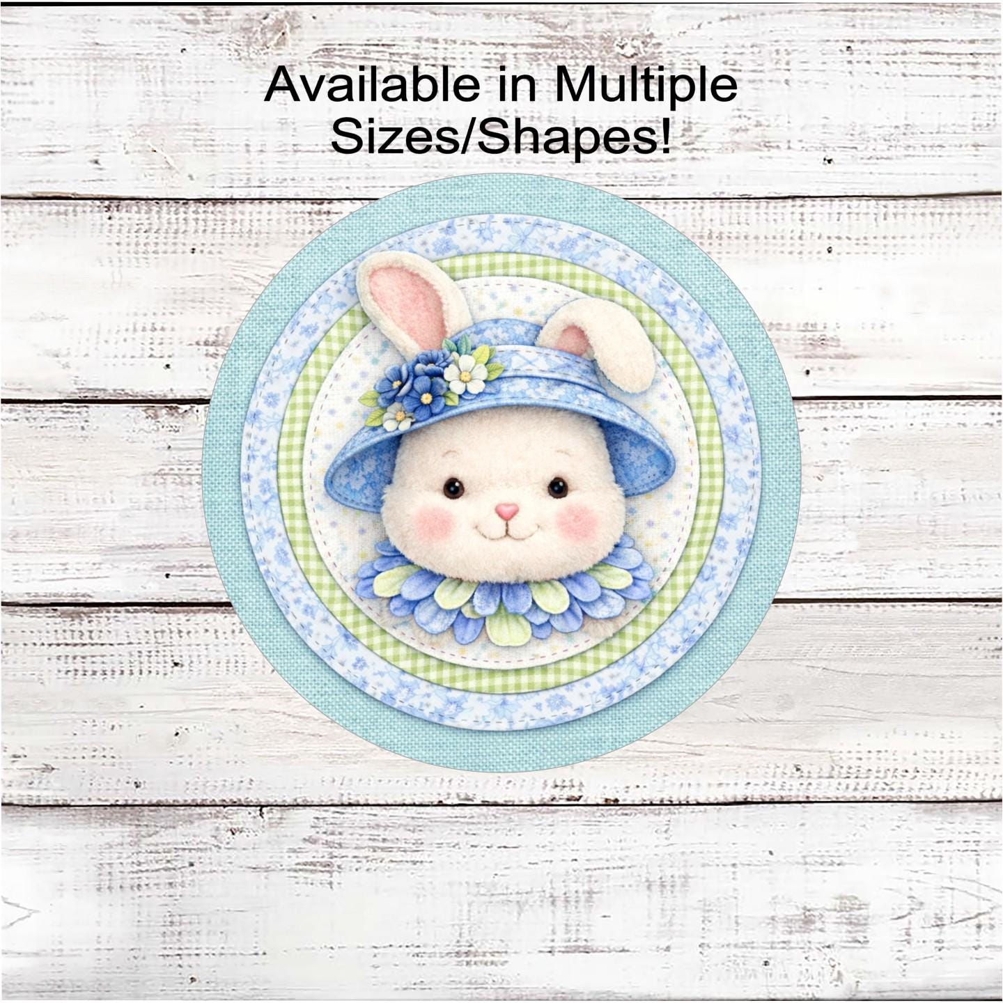 Easter Bunny Wreath Sign, Whimsical Floral Decor, Chinoiserie- E2490