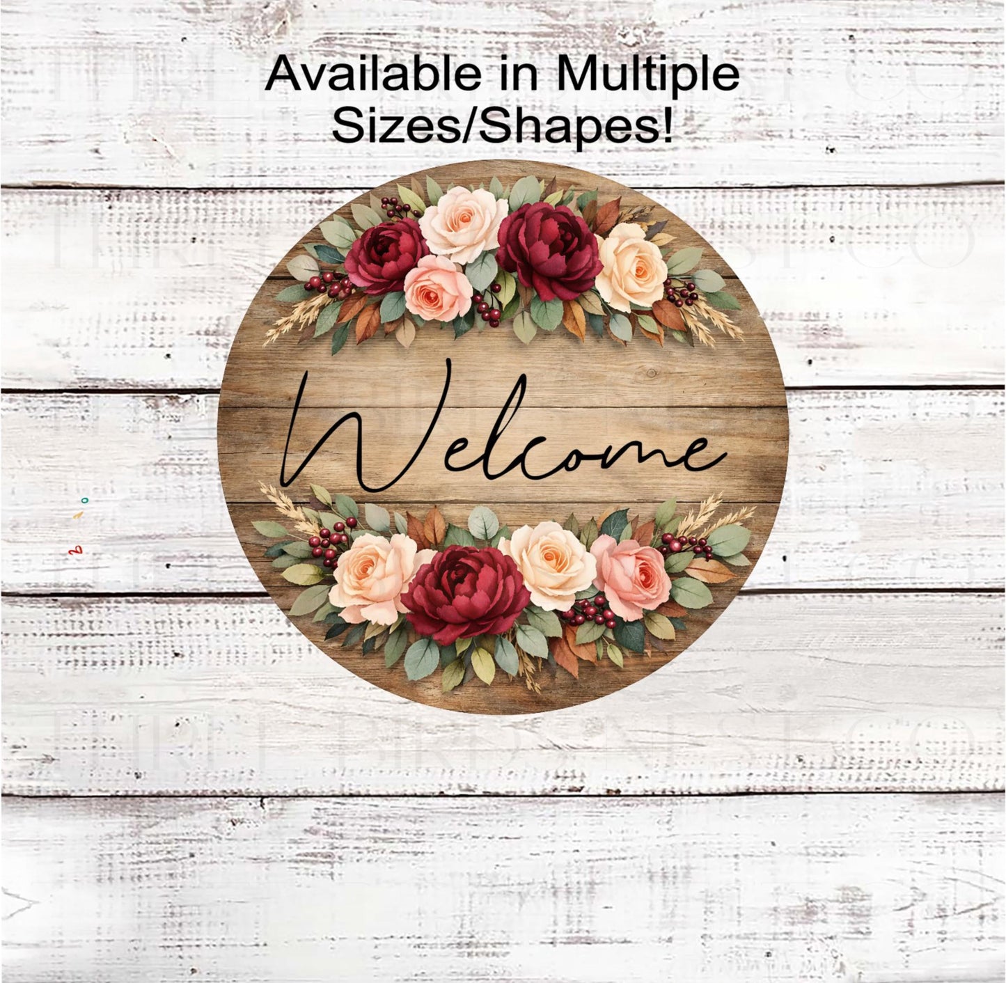 Welcome Wreath Sign, Peonies and Roses, Rustic Farmhouse- SS2447
