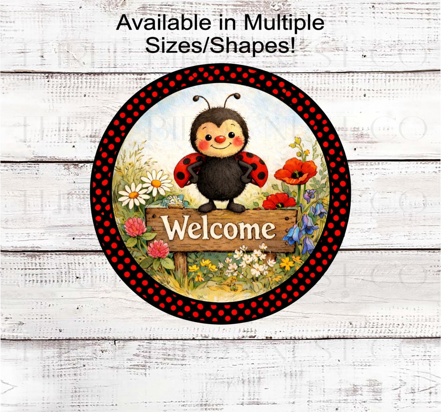 Ladybug Welcome Sign, Poppies Decor- EV2505
