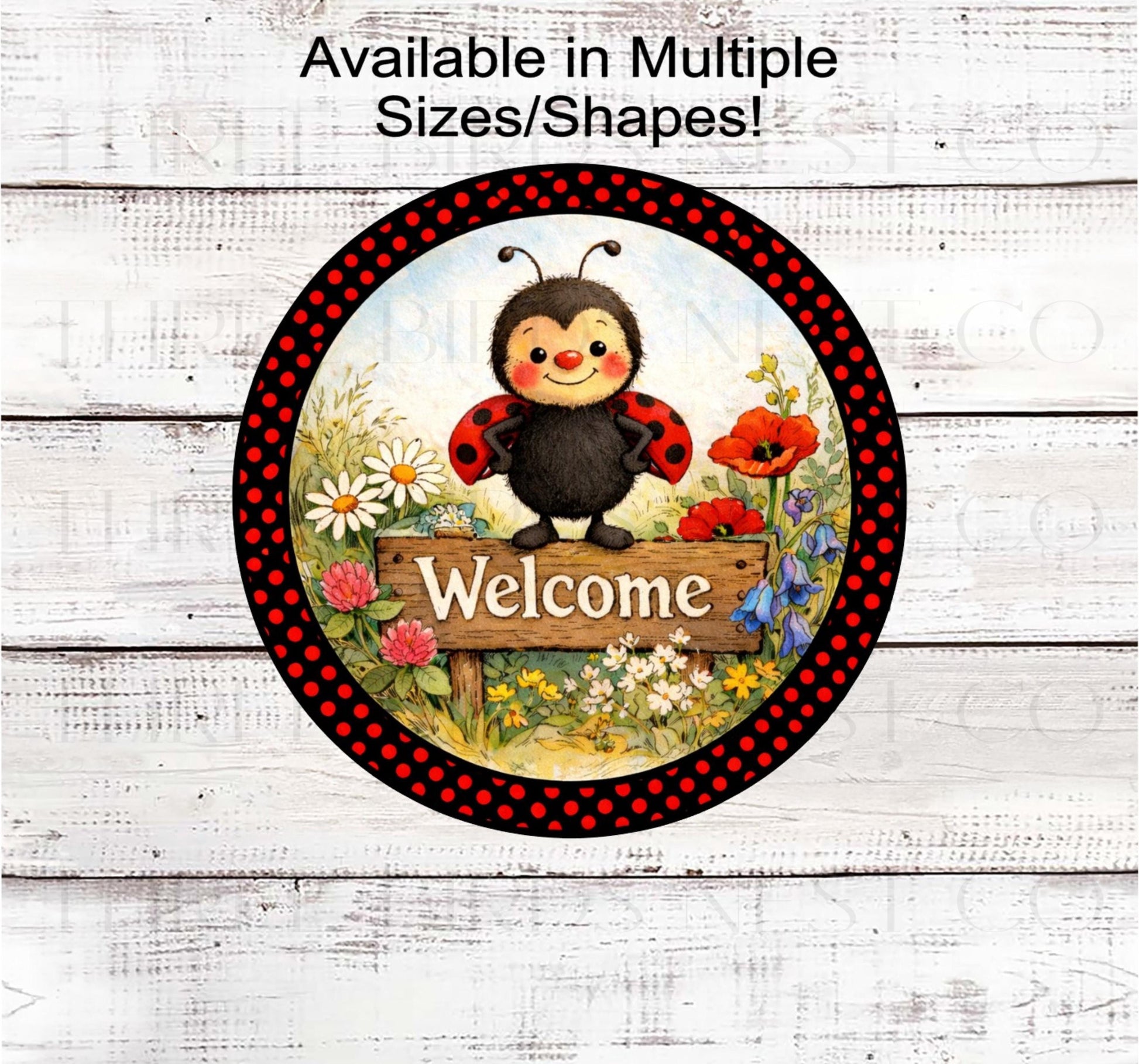 Ladybug Welcome Sign, Poppies Decor- EV2505