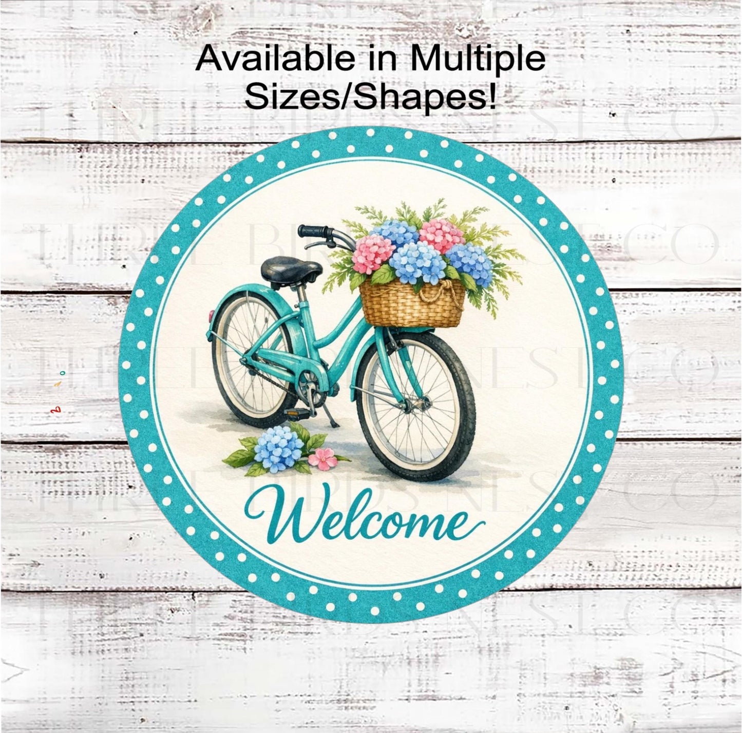 Welcome Wreath Sign, Floral Bicycle Decor- SS2457