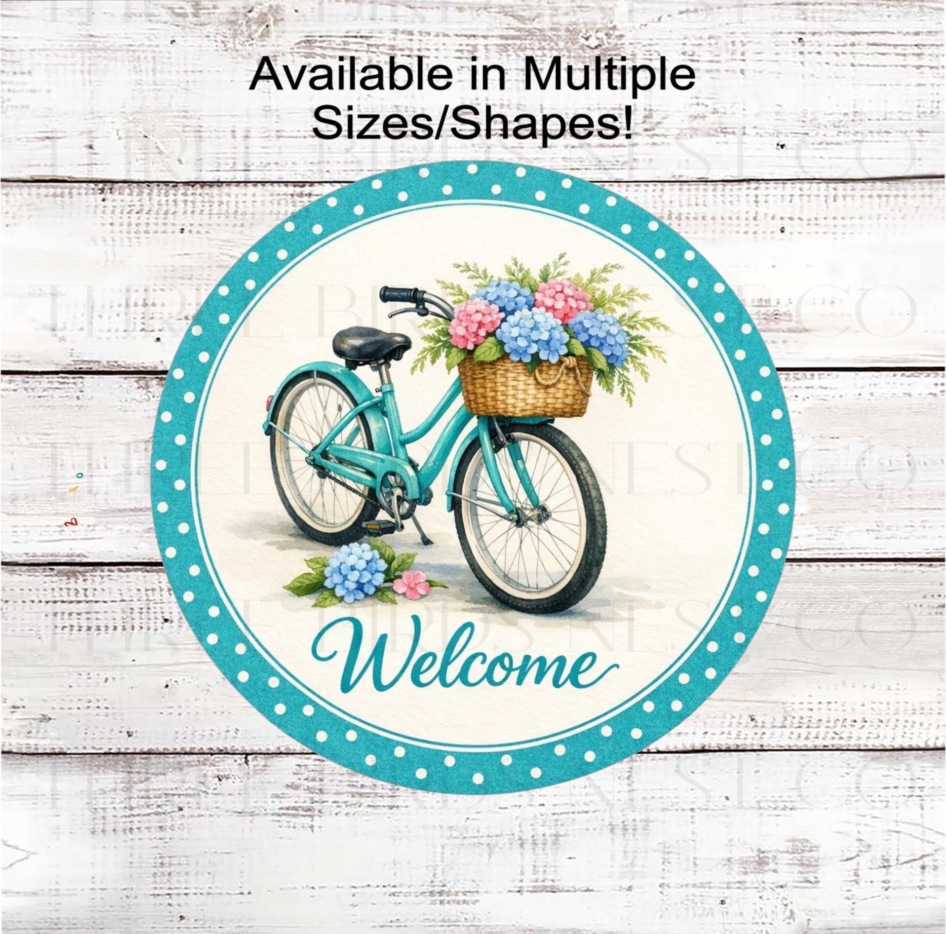 Welcome Wreath Sign, Floral Bicycle Decor- SS2457