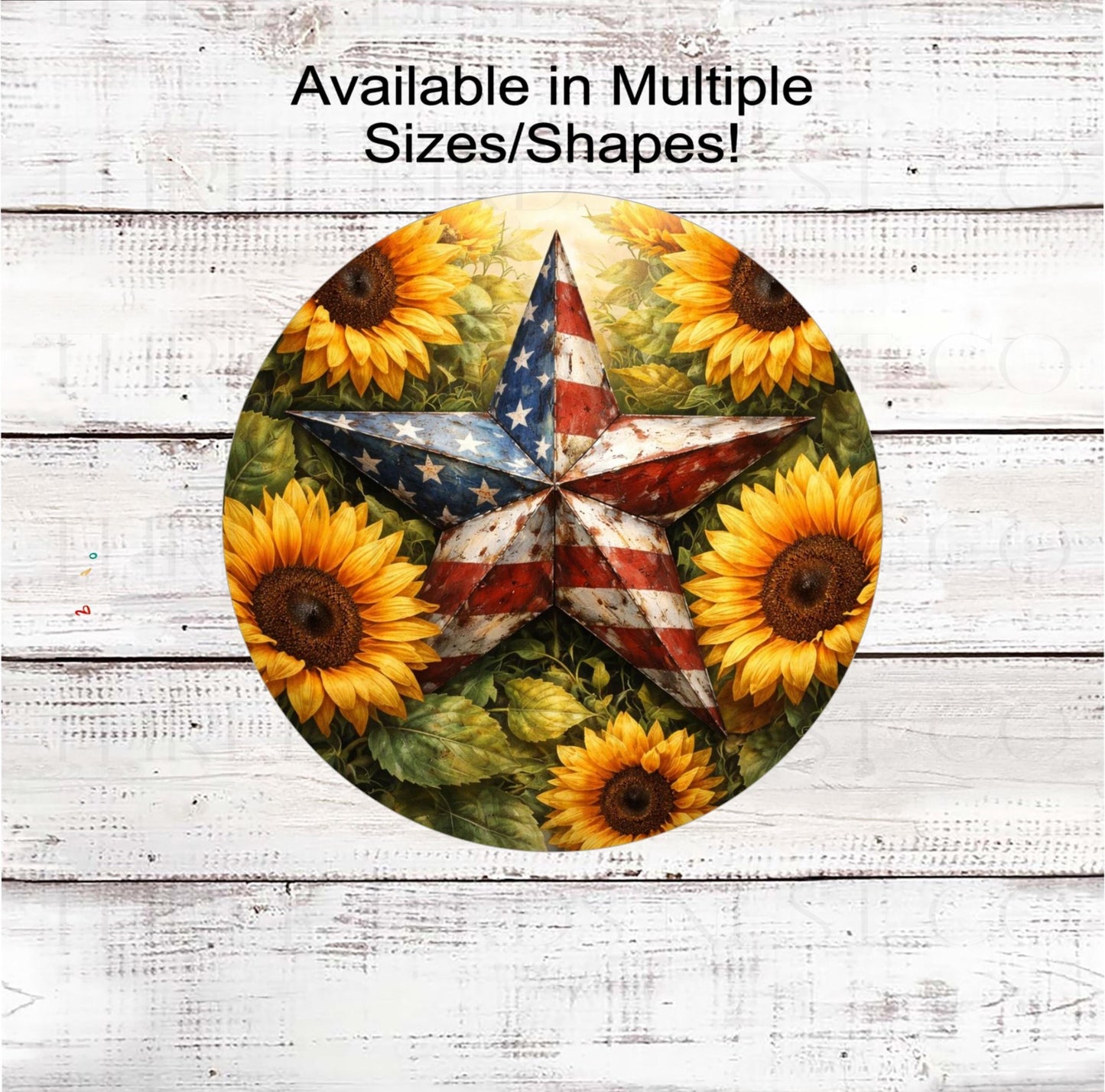 Patriotic Wreath Sign, Barn Star Lover, Sunflowers Lover- PH2461