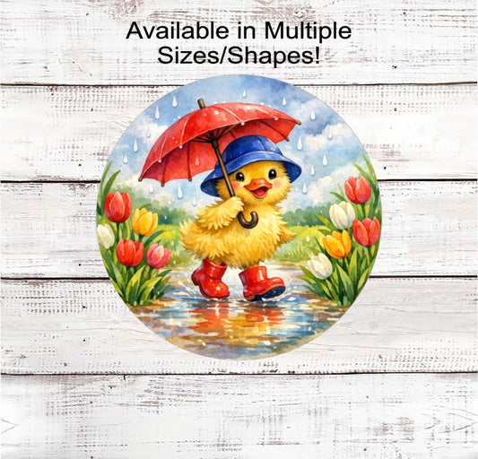 Duck Wreath Sign, April Showers, Tulips Lover- E2526