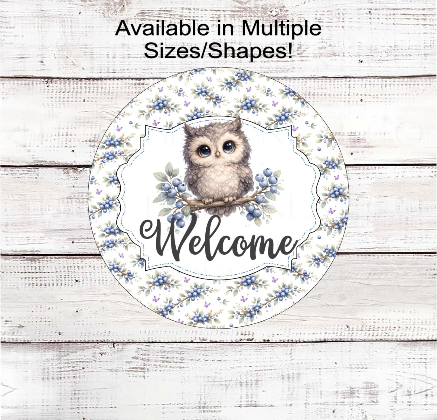 Welcome Wreath Sign, Owl Lover, Blueberries- PA2530