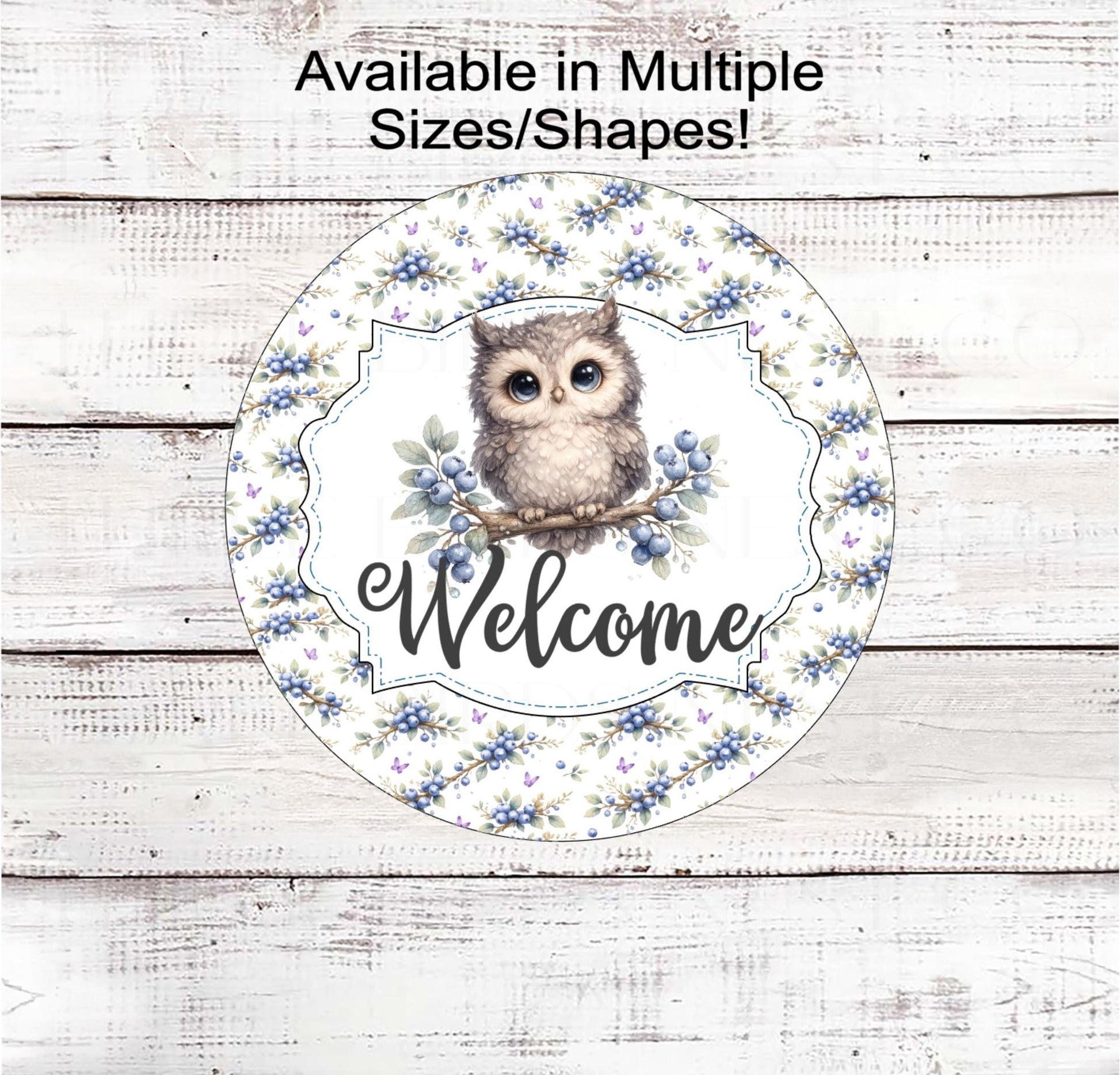 Welcome Wreath Sign, Owl Lover, Blueberries- PA2530