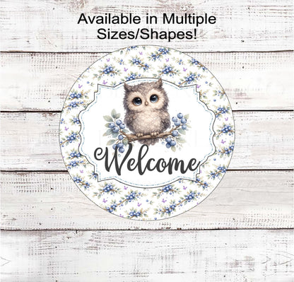 Welcome Wreath Sign, Owl Lover, Blueberries- PA2530