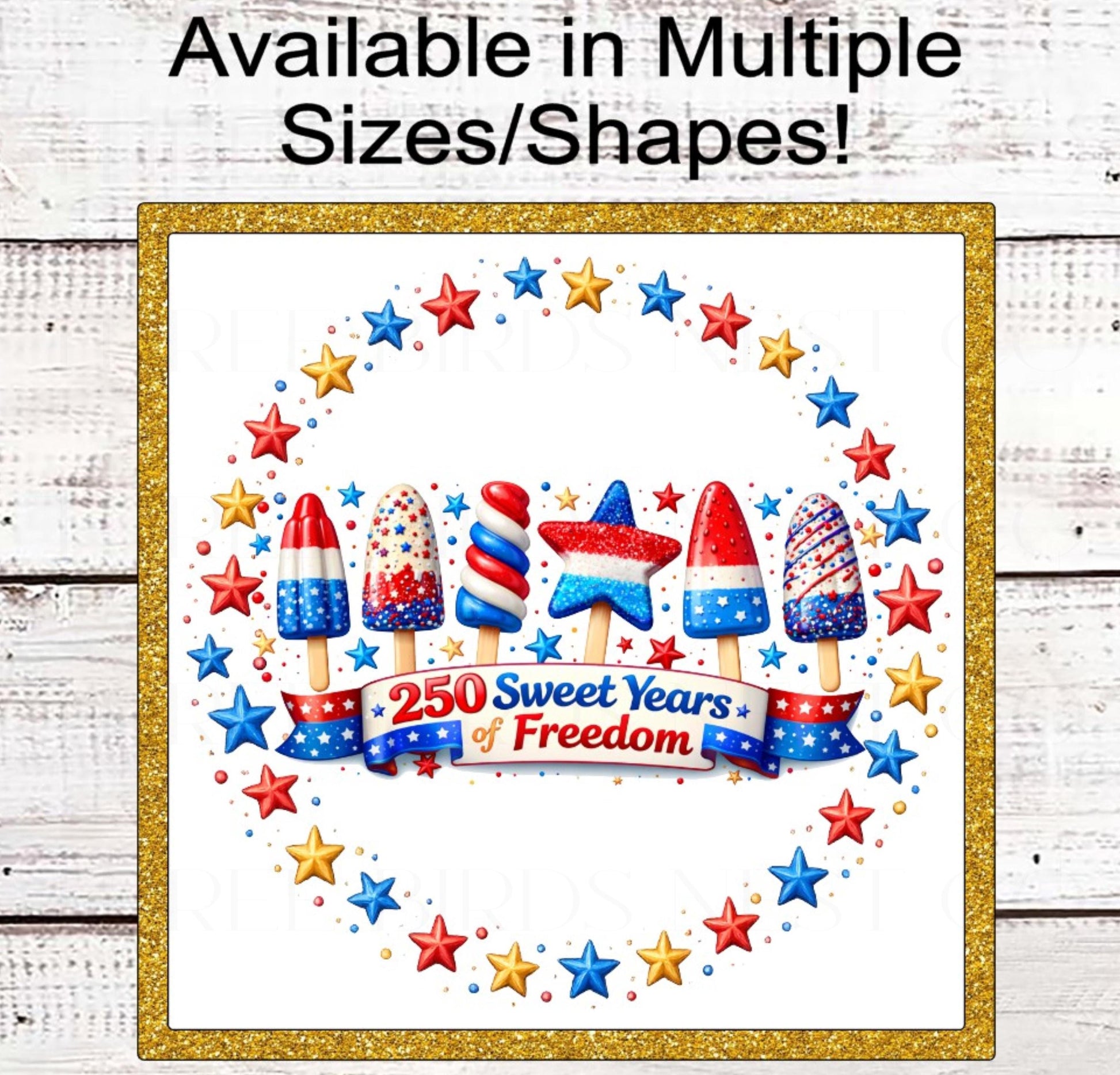 Patriotic Wreath Sign, Ice Cream, Popcicles Decor, Sweet Freedom, 250 Years- PH2537